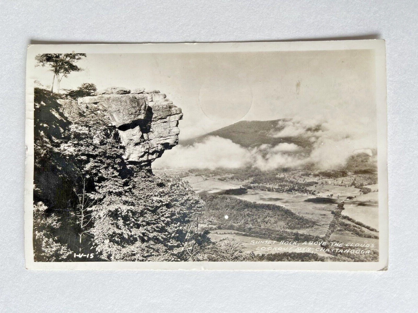 1939 Vintage RPPC I-V-15 Postcard Sunset Rock Clouds Lookout Mtn Chattanooga TN
