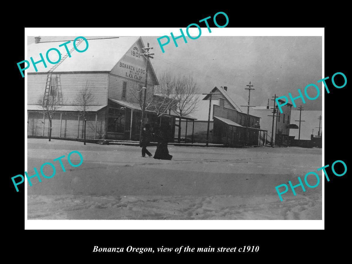 OLD LARGE HISTORIC PHOTO OF BONANZA OREGON VIEW OF THE MAIN STREET c1910