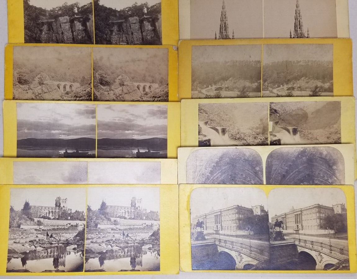 SCOTLAND ~ LOT of 10 Antique Stereoview Cards ~ 1860's ~ Flat Yellow Cards