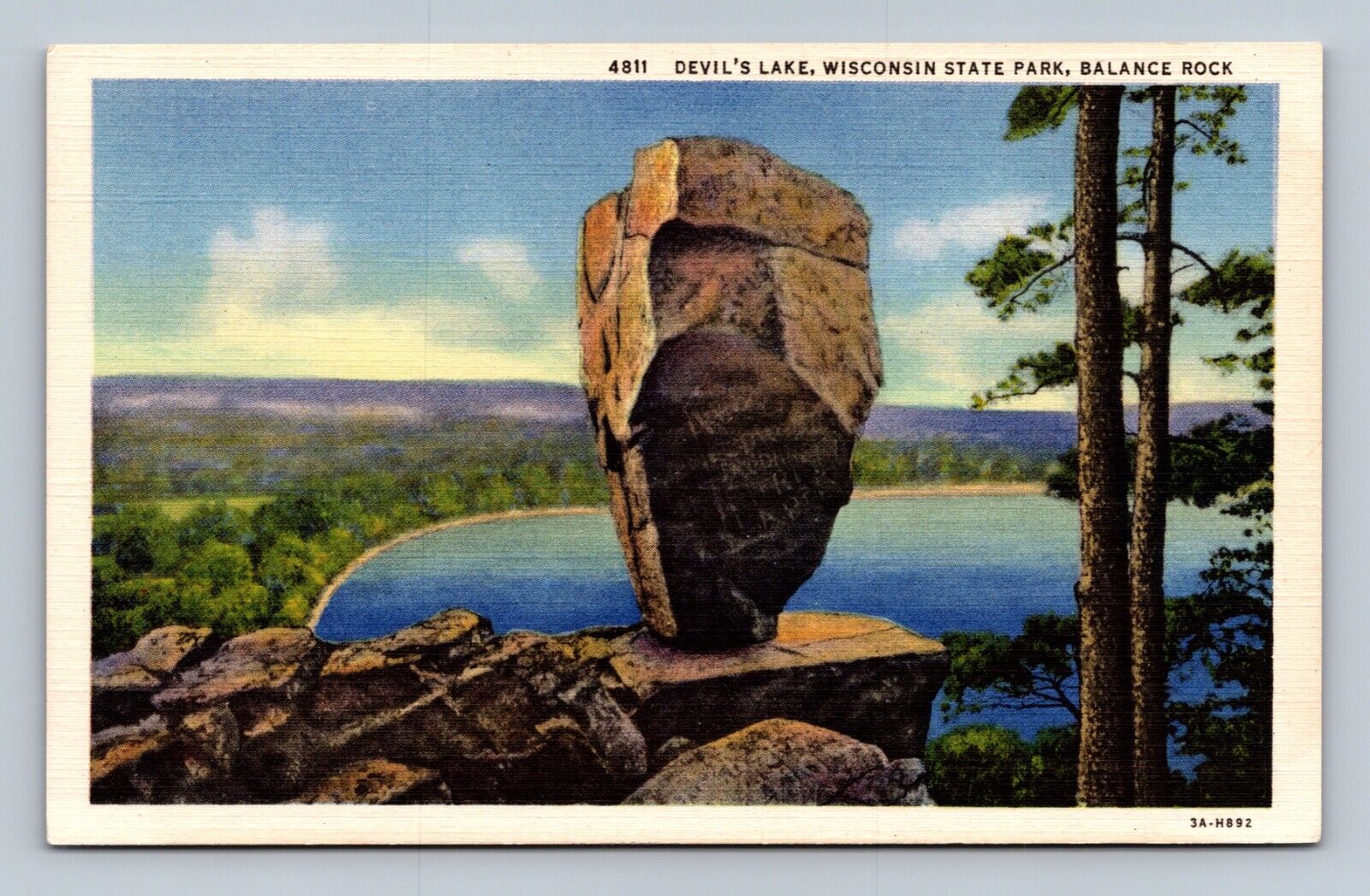 Devil\'s Lake Wisconsin State Park Balance Rock Wisconsin WI Unposted Postcard