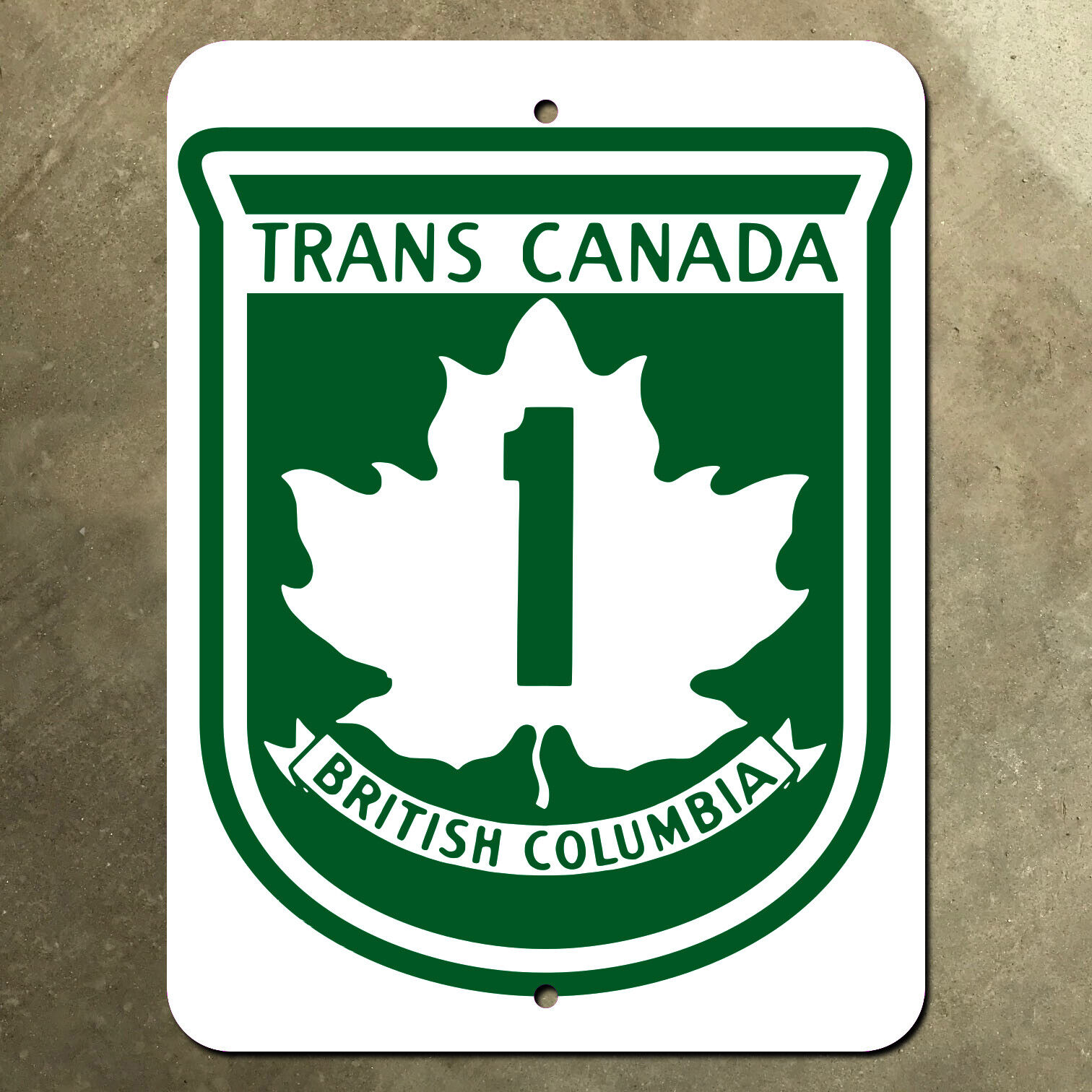 British Columbia Trans-Canada highway 1 route marker road sign 1962 12x16