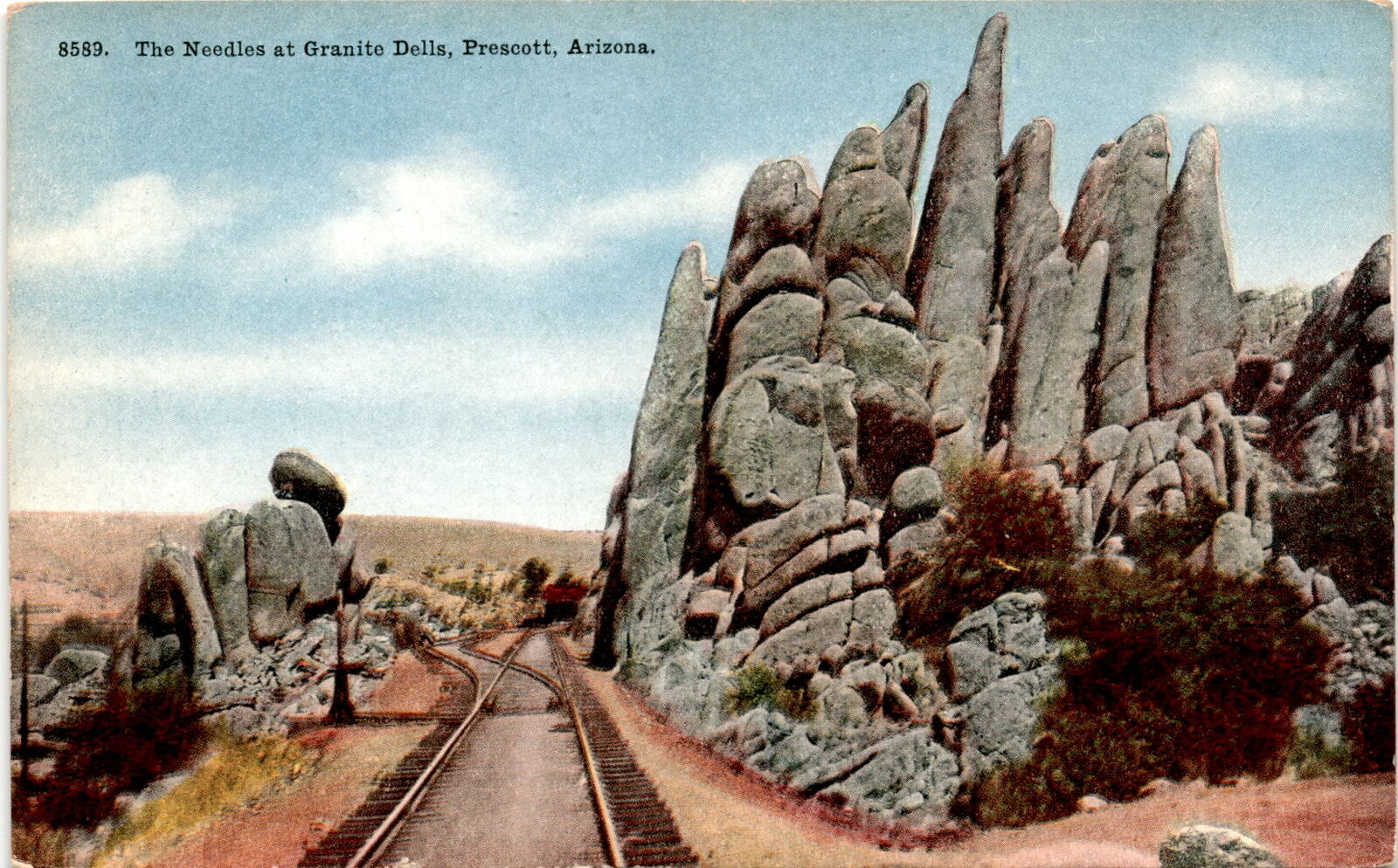Granite Dells, Prescott, Arizona, The Needles, large granite boulders, Postcard