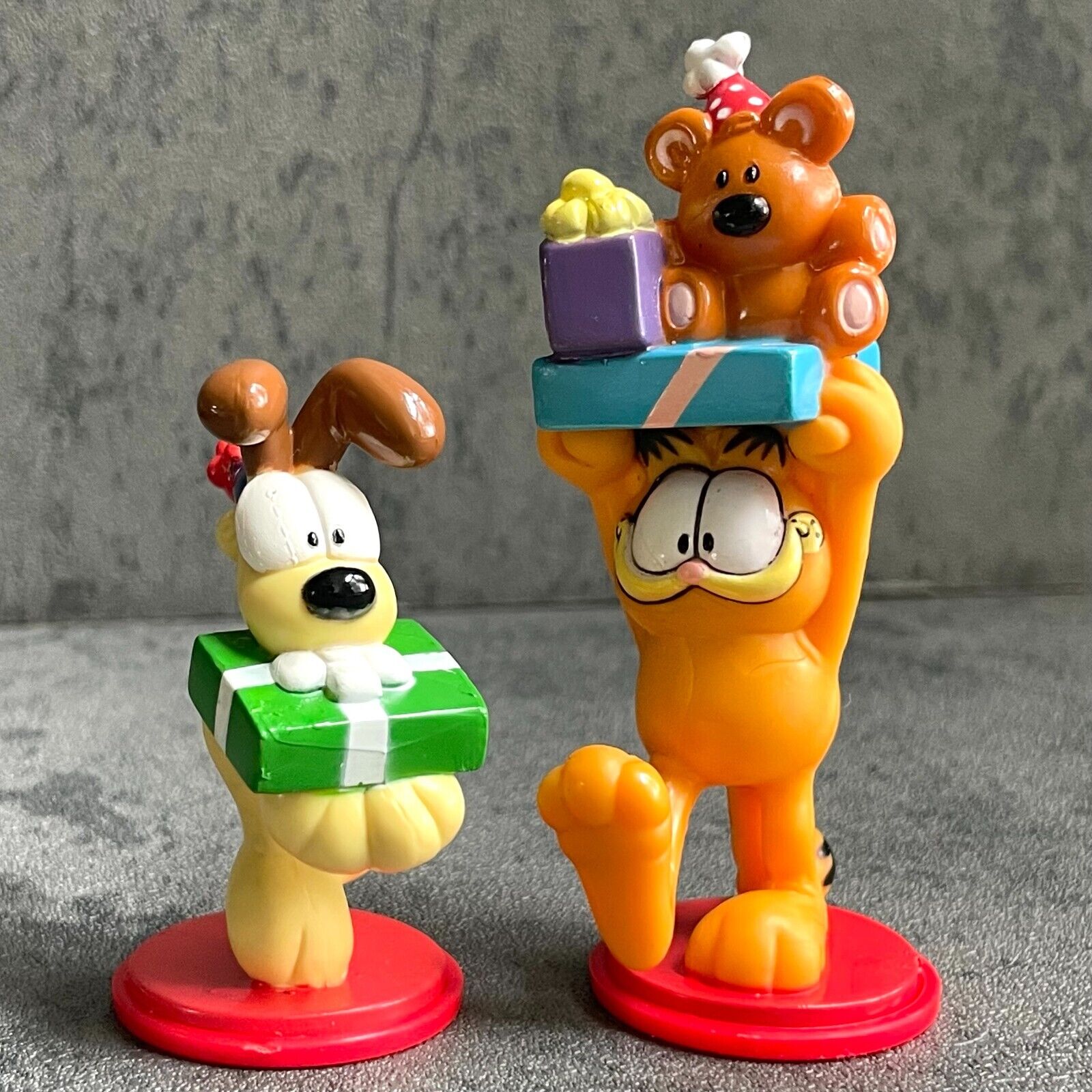 2-pc, Vintage Garfield & Odie PVC Figure Russ PAWS Cake Topper Birthday Gift NEW