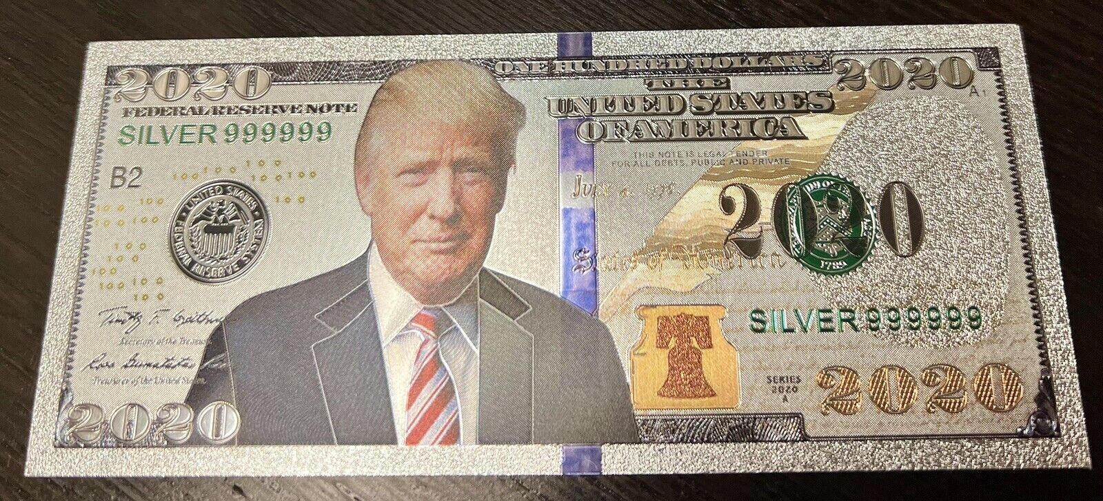 10 pcs Donald Trump silver gold metallic Foil  dollar money