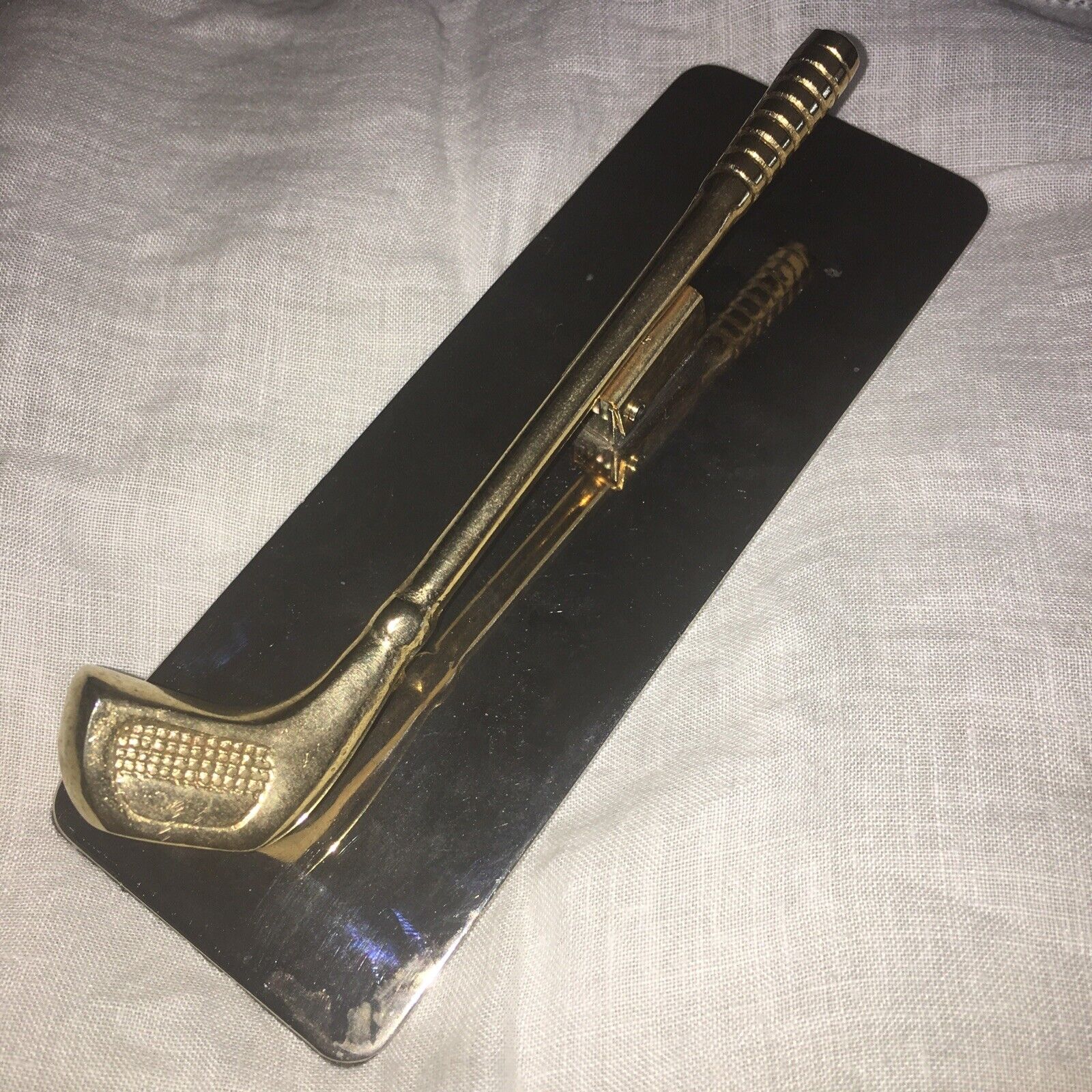 Vintage Brass Golf Club Note Holder 6”X12”1/2