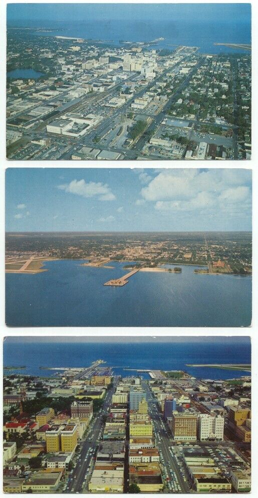 St. Petersburg FL Lot of 3 Vintage Aerial View Postcards Florida