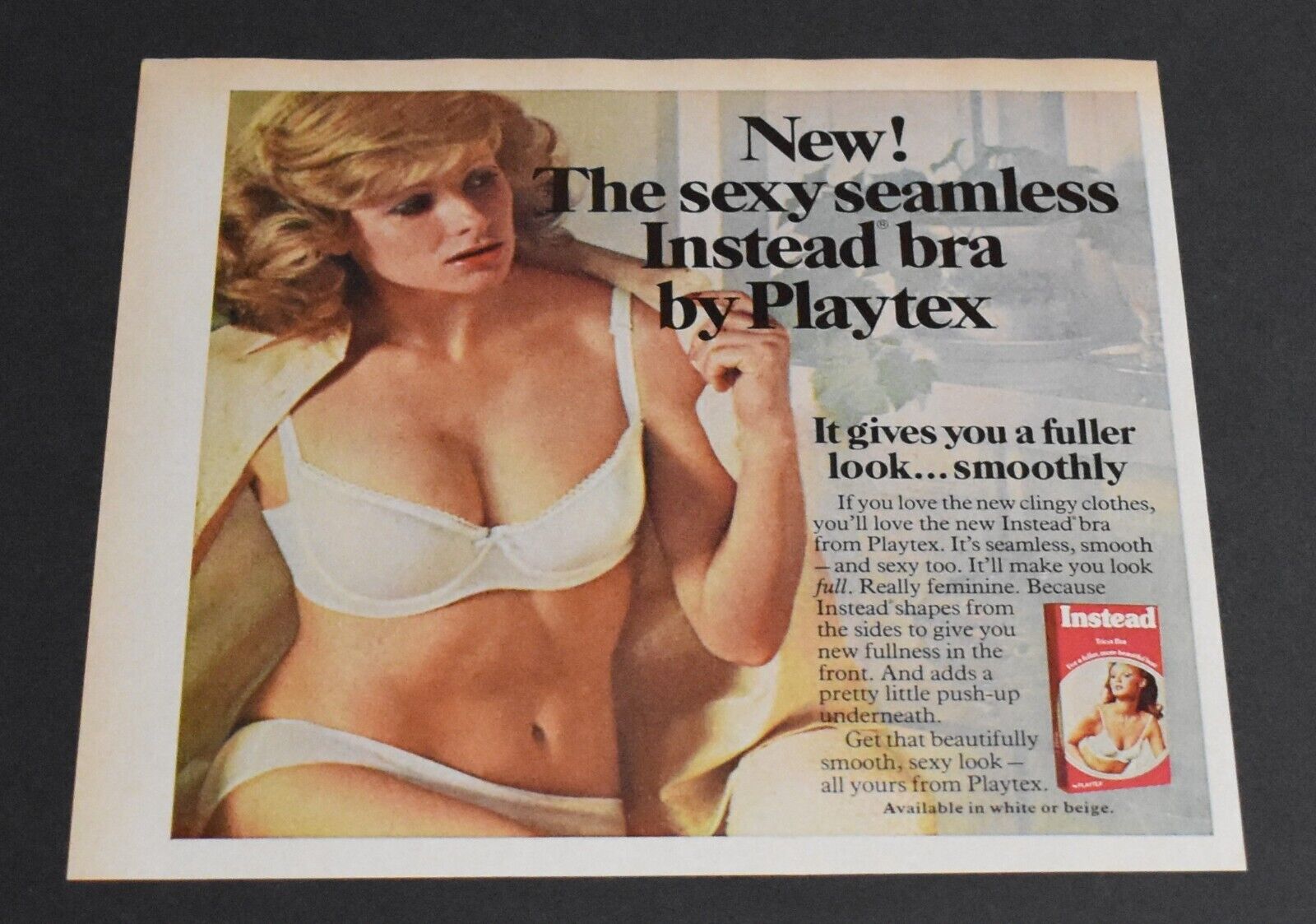 1977 Print Ad Sexy Seamless Instead Bra Playtex Blonde Lady Beauty Fashion art