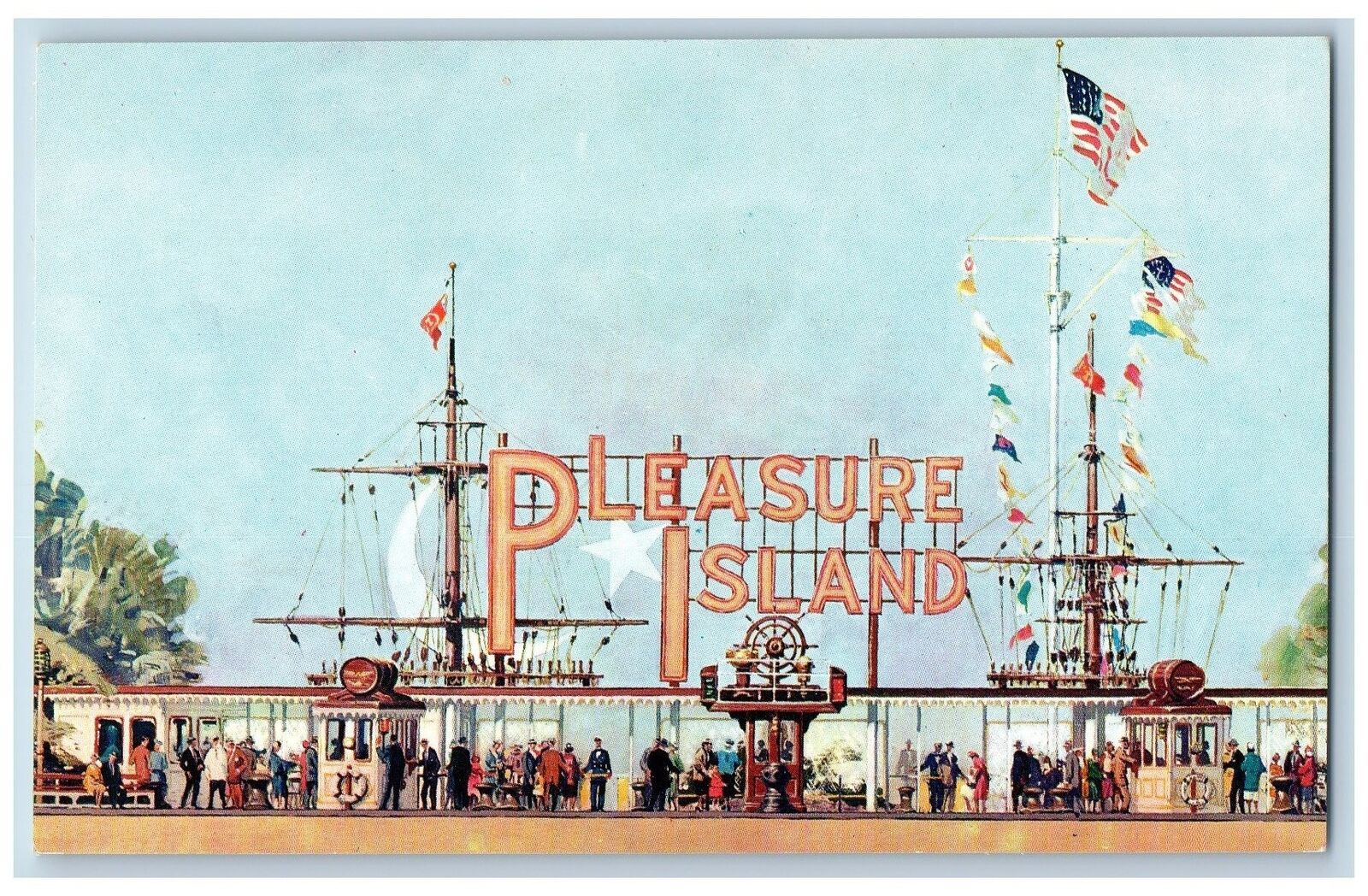 c1950\'s Entrance Of Pleasure Island Ticket Boot Wakefield Massachusetts Postcard