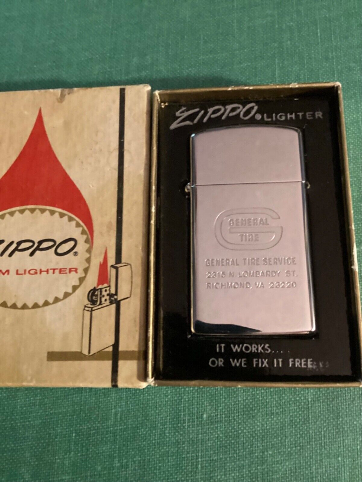 NEW Vintage Zippo Lighter 1976 Slim Bicentennial General Tire  Richmond, VA NIB