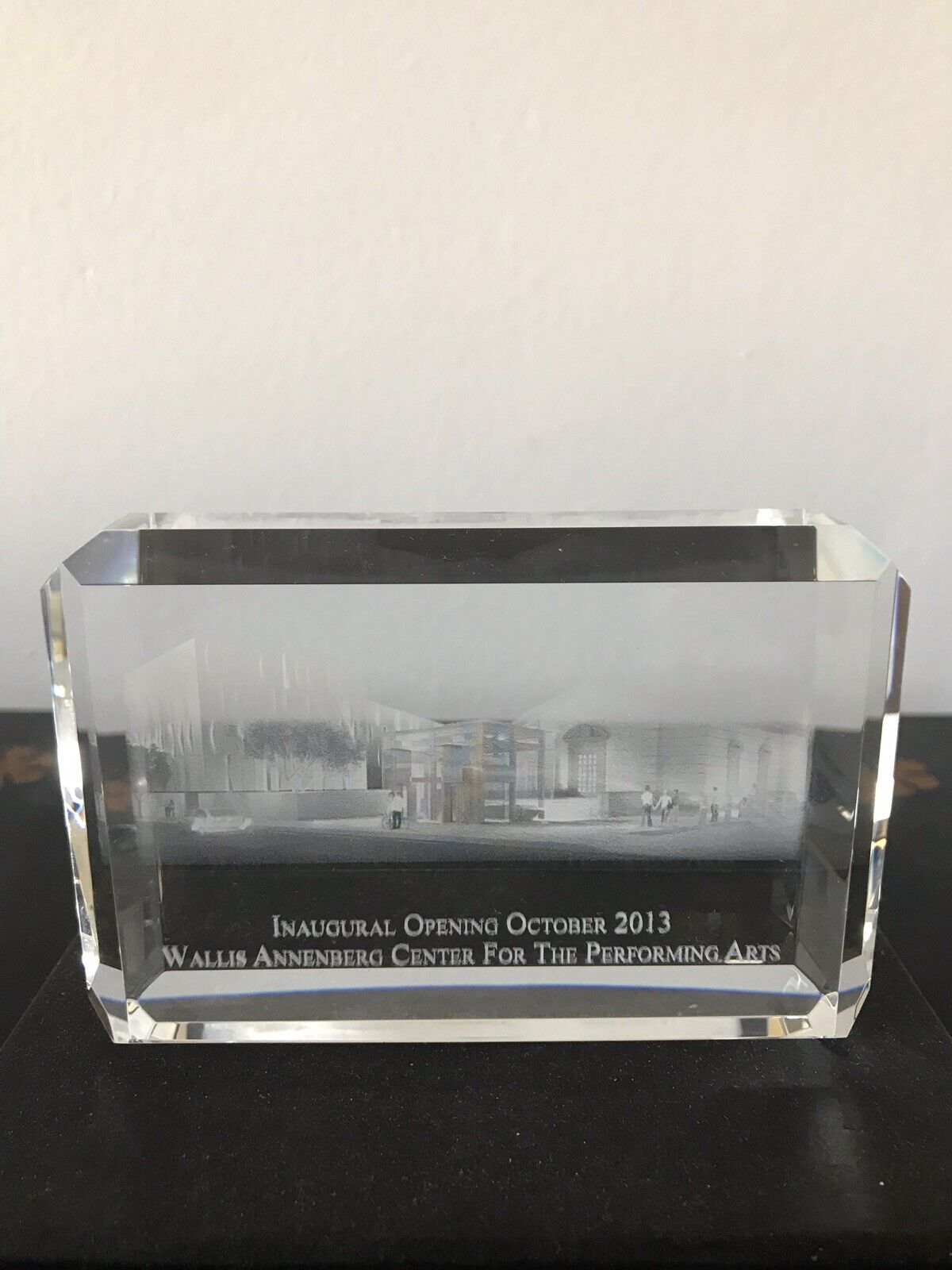 WALLIS ANNENBERG CENTER FOR THE PERFORMING ARTS CRYSTAL GLASS PAPERWEIGHT 