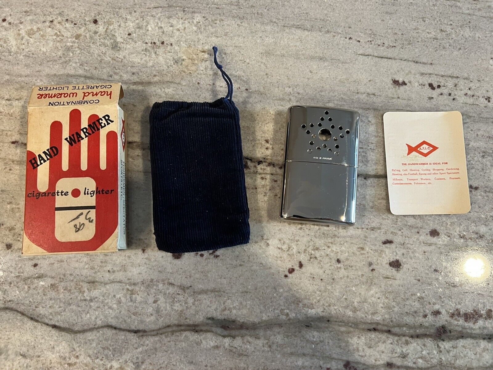 Rare Vintage AFI Lighter/Handwarmer *Never Used* w Box & Soft Case