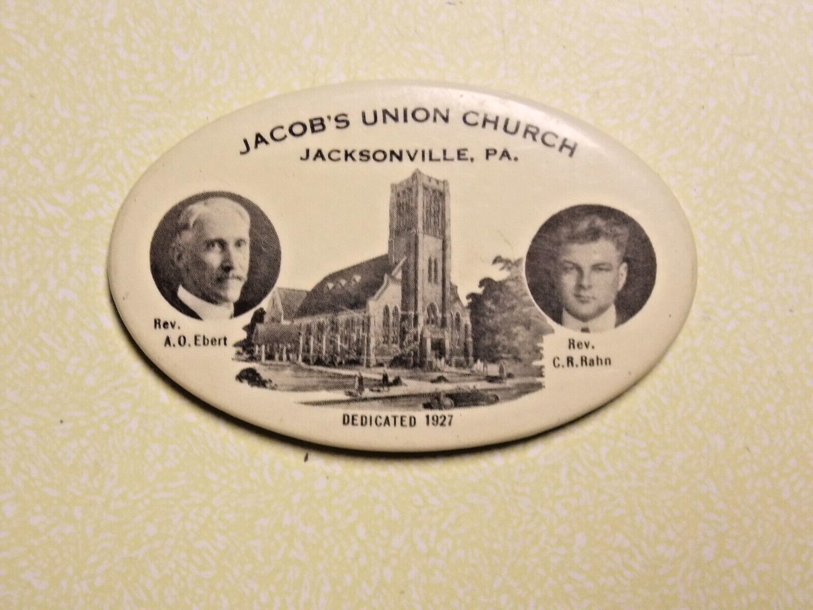 Celluloid  Pocket Mirror 1927 Dedication Jacob\'s Union Church Jacksonville, Pa.