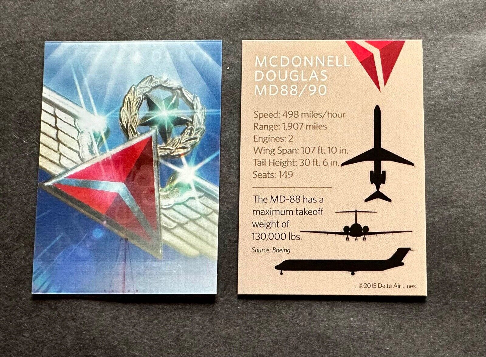 Rare Holographic Delta Airplane Trading Card MD88  No 39 New