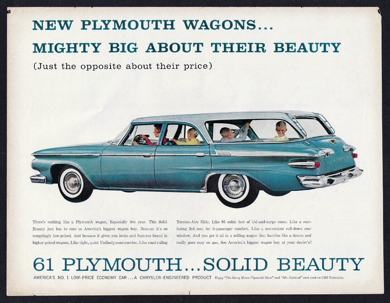 1960 Print Ad for 1961 PLYMOUTH STATION WAGON \