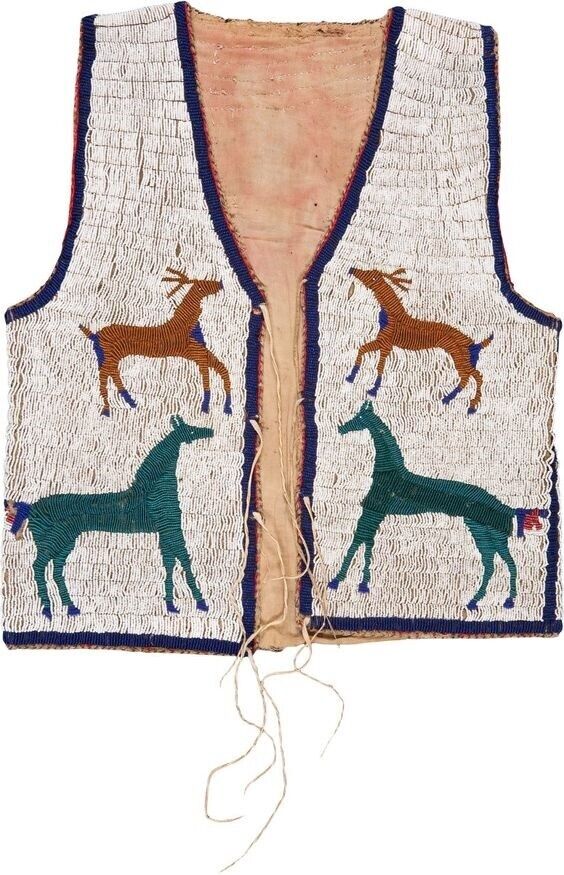 Native American Horse Design Handmade Beaded Vest Front Powwow Regalia XNV501