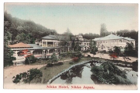 Nikko Hotel, Hand Colored Print, Vintage Japanese Postcard