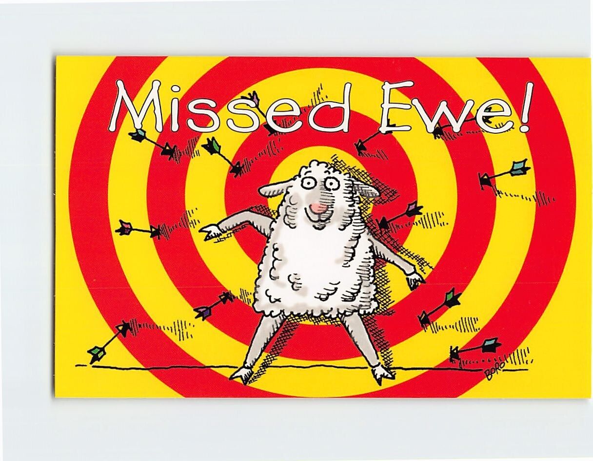 Postcard Missed Ewe with Sheep Comic Art Print