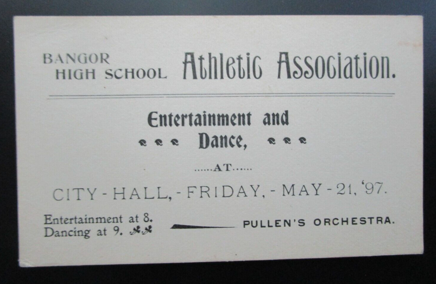 BANGOR, ME. - Athletic Assn. High School - Dance - 1897