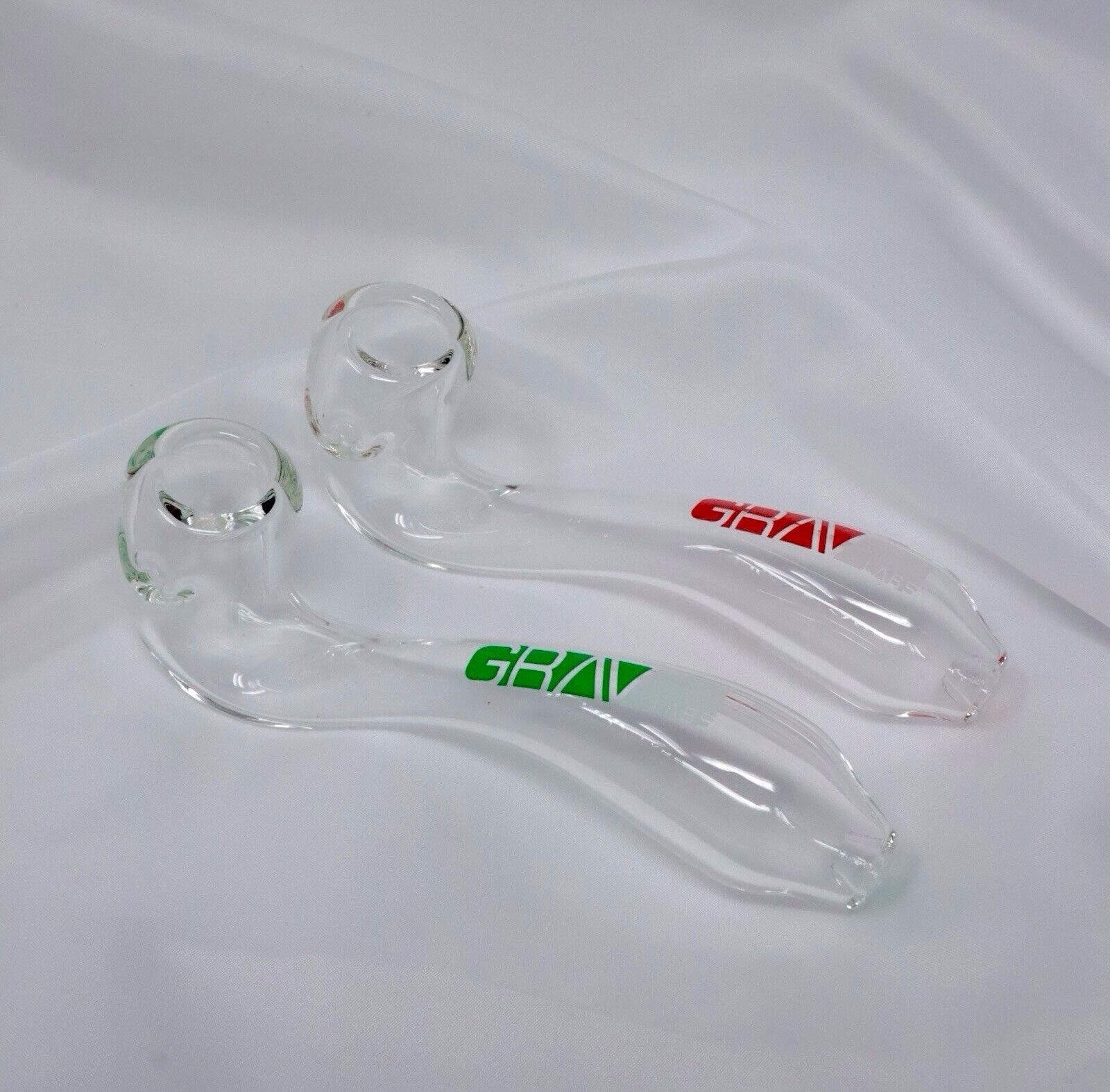 GRAV 6 Inch Classic Glass Sherlock Clear Colored Logo Glass Pipe