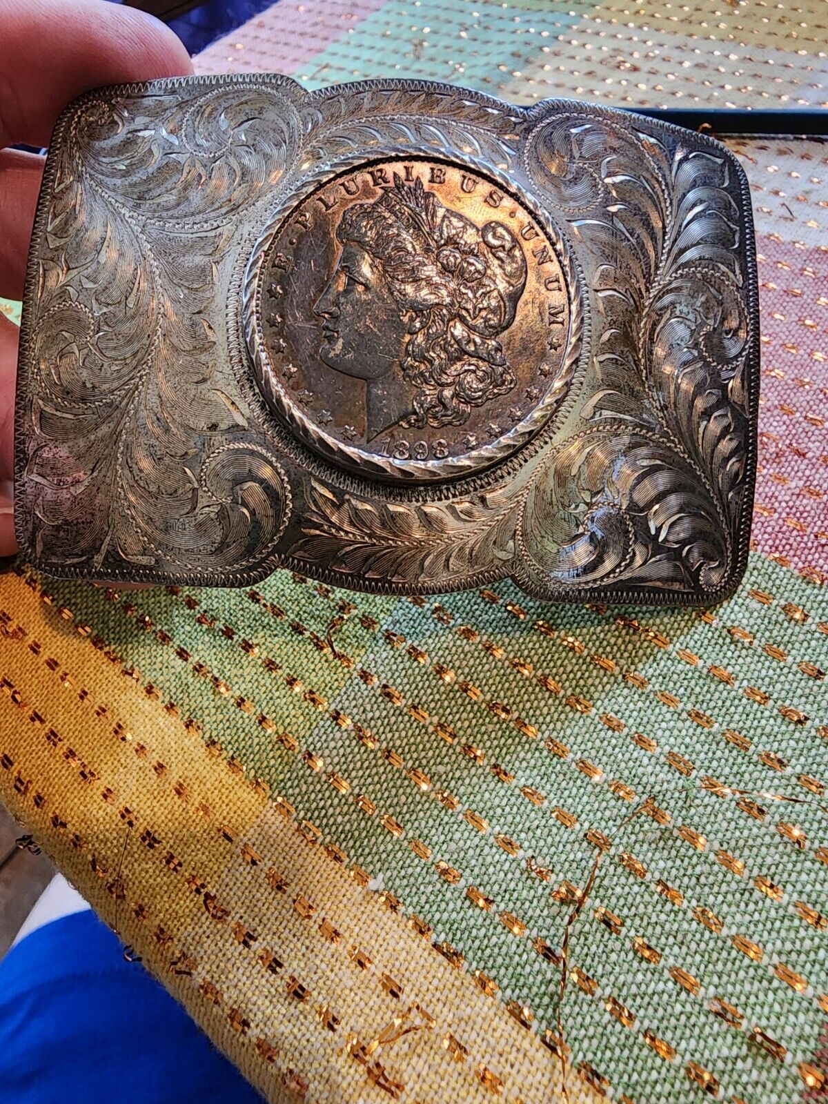 Trendline Sterling Belt Buckle 1898 Morgan Silver western cowboy Americana 100 g