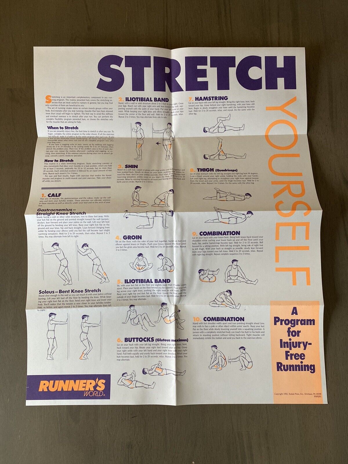 Vintage 1992 Runner’s World Magazine 22” x 17” Poster Insert: Stretch Yourself