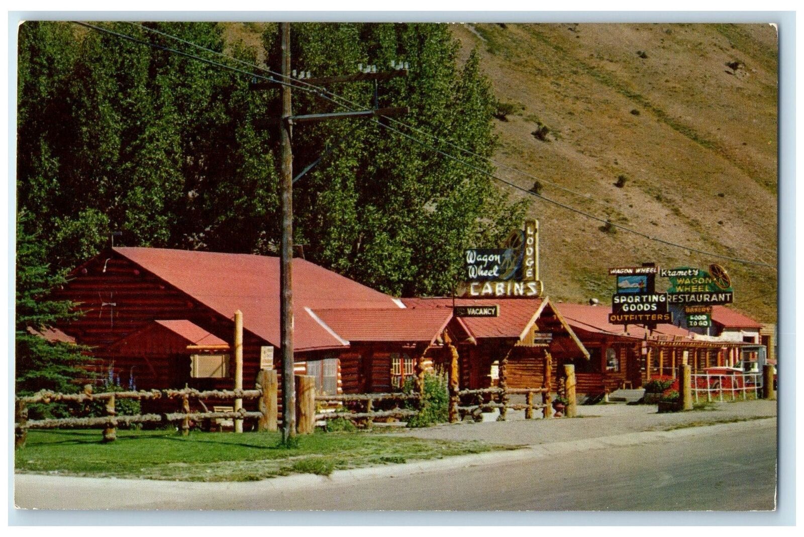 c1960's Wagon Wheel Lodge Rawhide Motel And Restaurant Jackson Wyoming Postcard