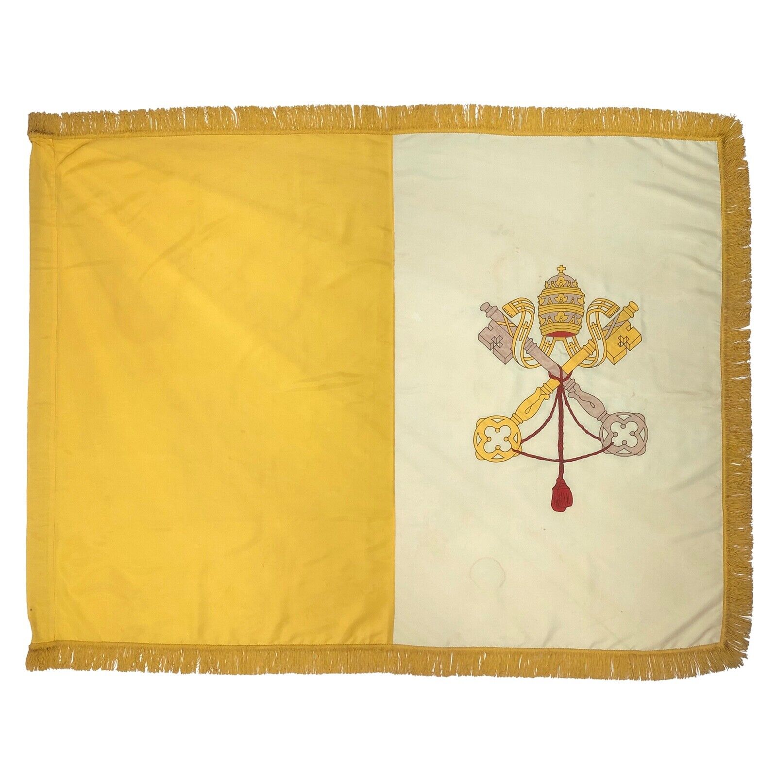 Large Vintage Sewn Vatican Flag Catholic Christian Cloth Textile Art Holy See