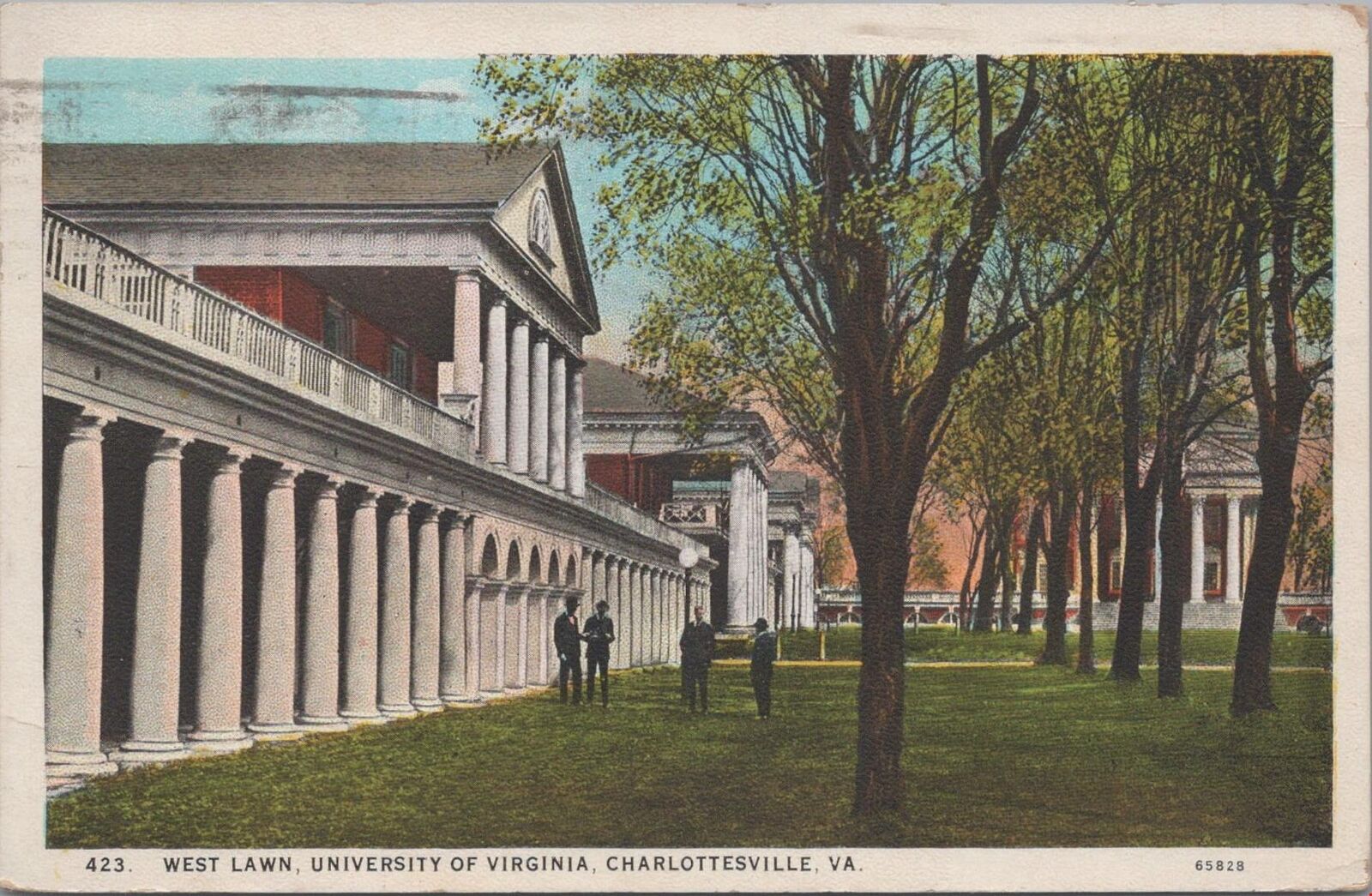 Postcard West Lawn University of Virginia Charlottesville VA 