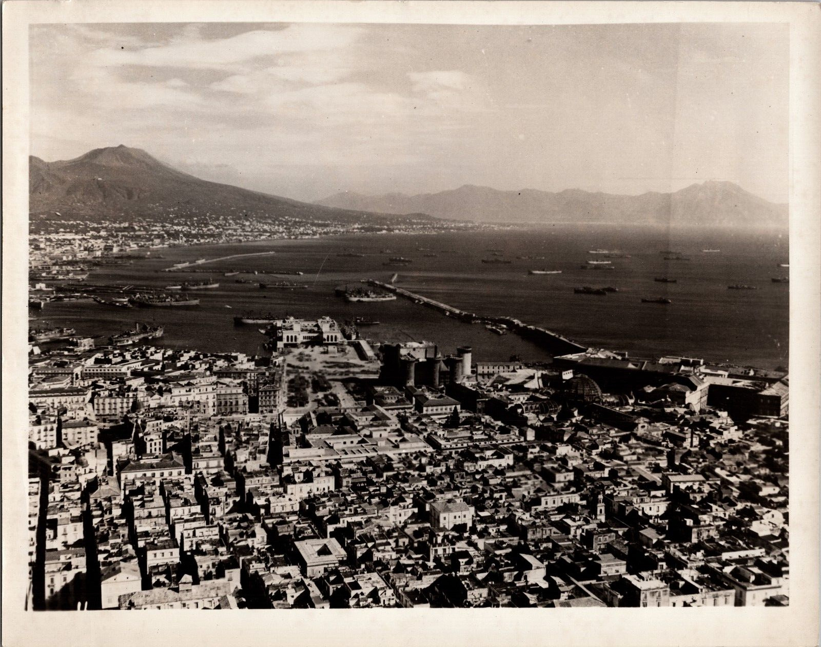 1943 Original Photo World War II War Ships Enter the Harbor in Naples Italy 8x10
