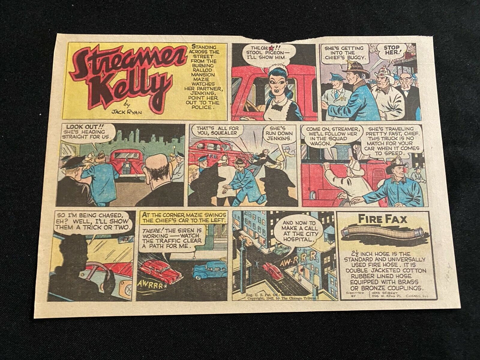 #TH01A STREAMER KELLY by Jack Ryan Sunday Tabloid Half Page October 4, 1942