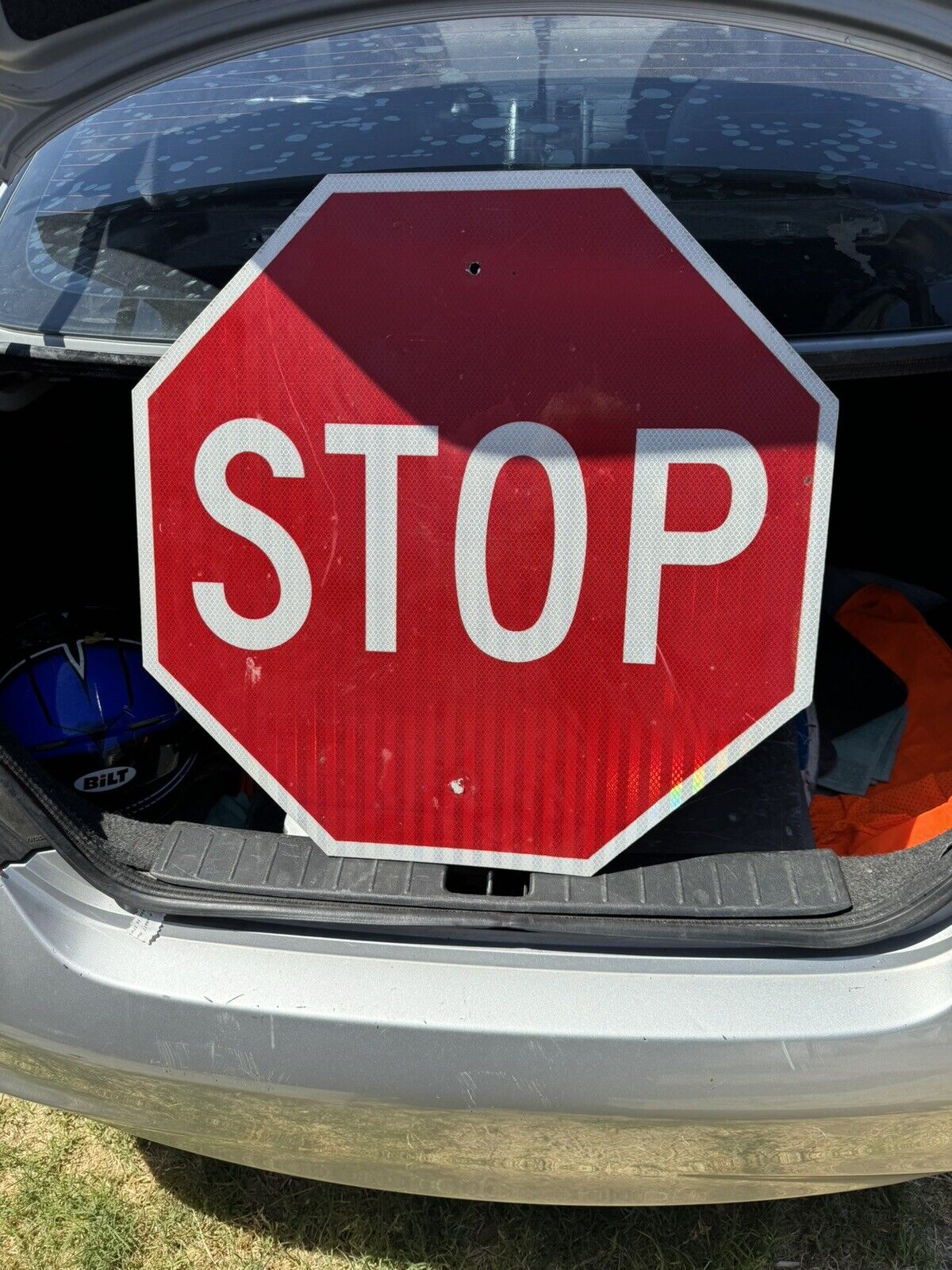 Street road Sign Used. “Stop”.   24” x 24”