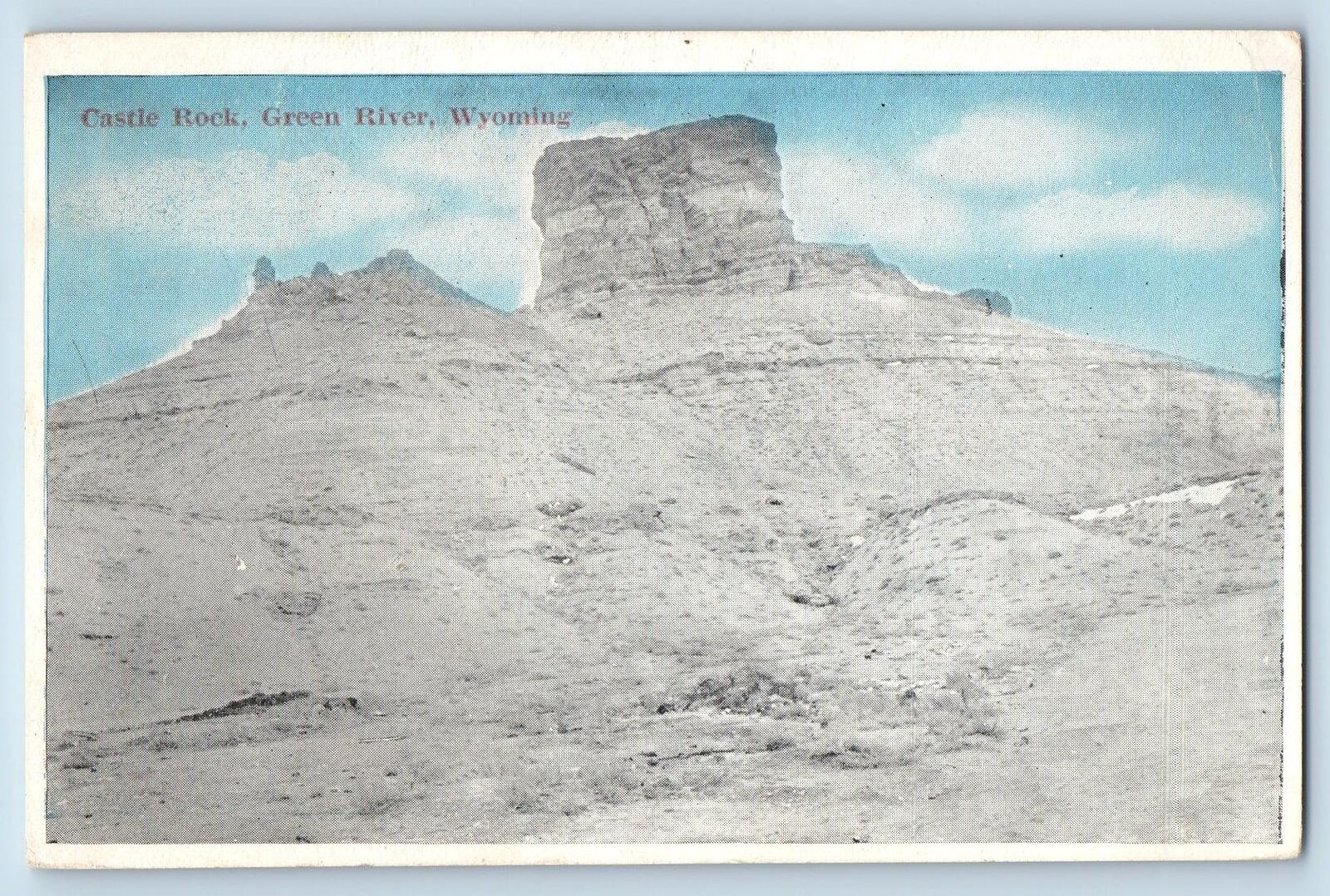 Green River Wyoming WY Postcard Castle Rock Clouds Scenic View 1918 Antique