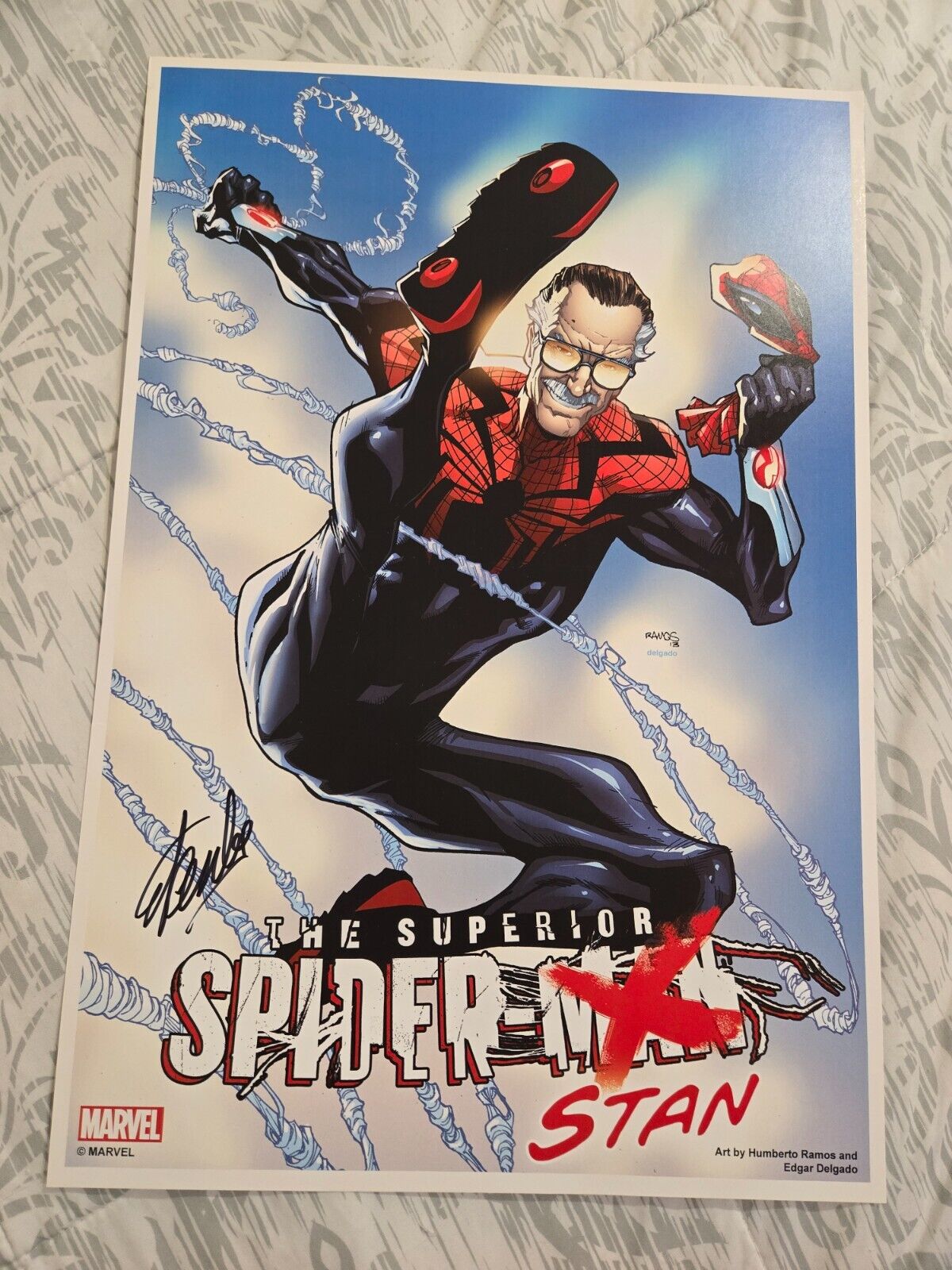 STAN LEE HAND SIGNED 13X19 OFFICIAL PRINT SUPERIOR SPIDER-STAN SDCC EXCLUSIVE