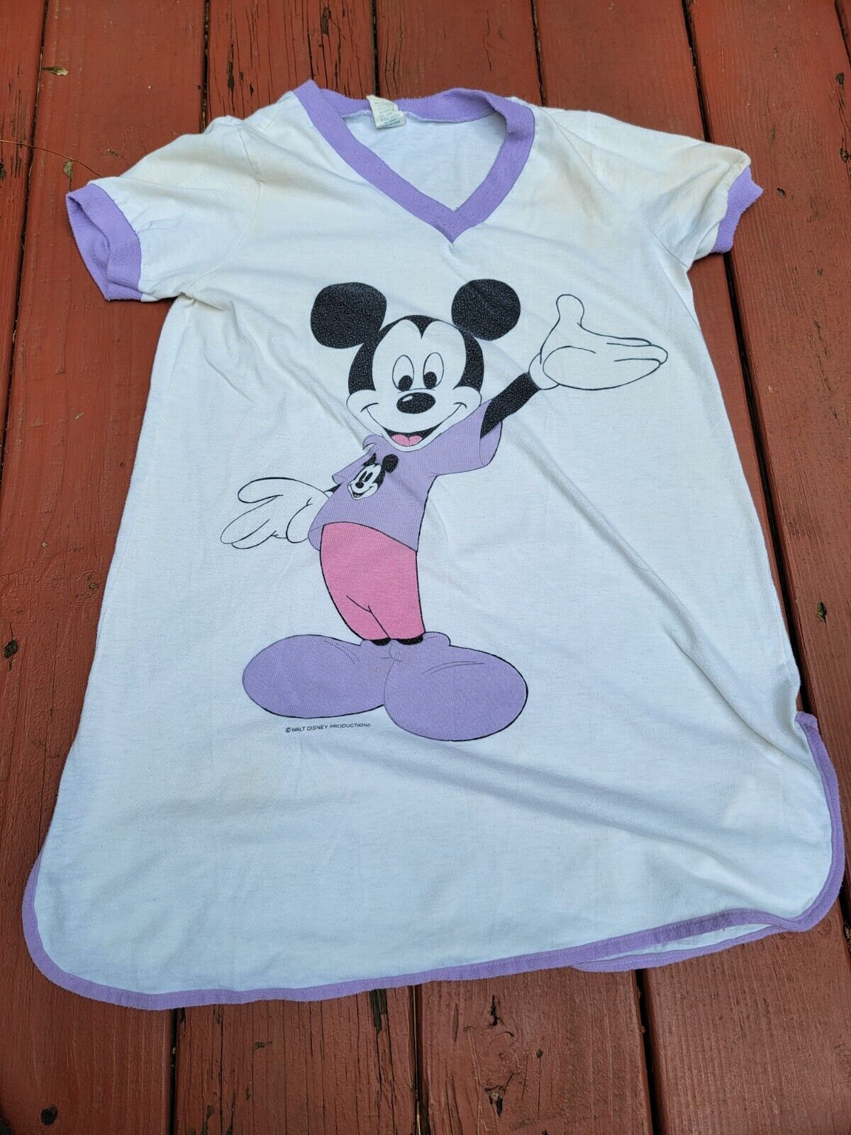 90s Vintage Mickey Mouse T Shirt Cover Up Night Gown Sleepwear Womens Medium 