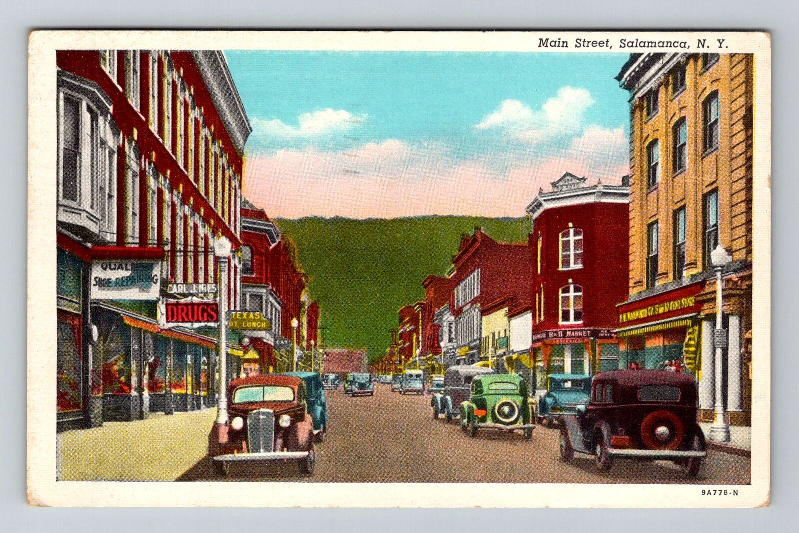 Salamanca NY-New York, Main Street, c1948 Vintage Souvenir Postcard