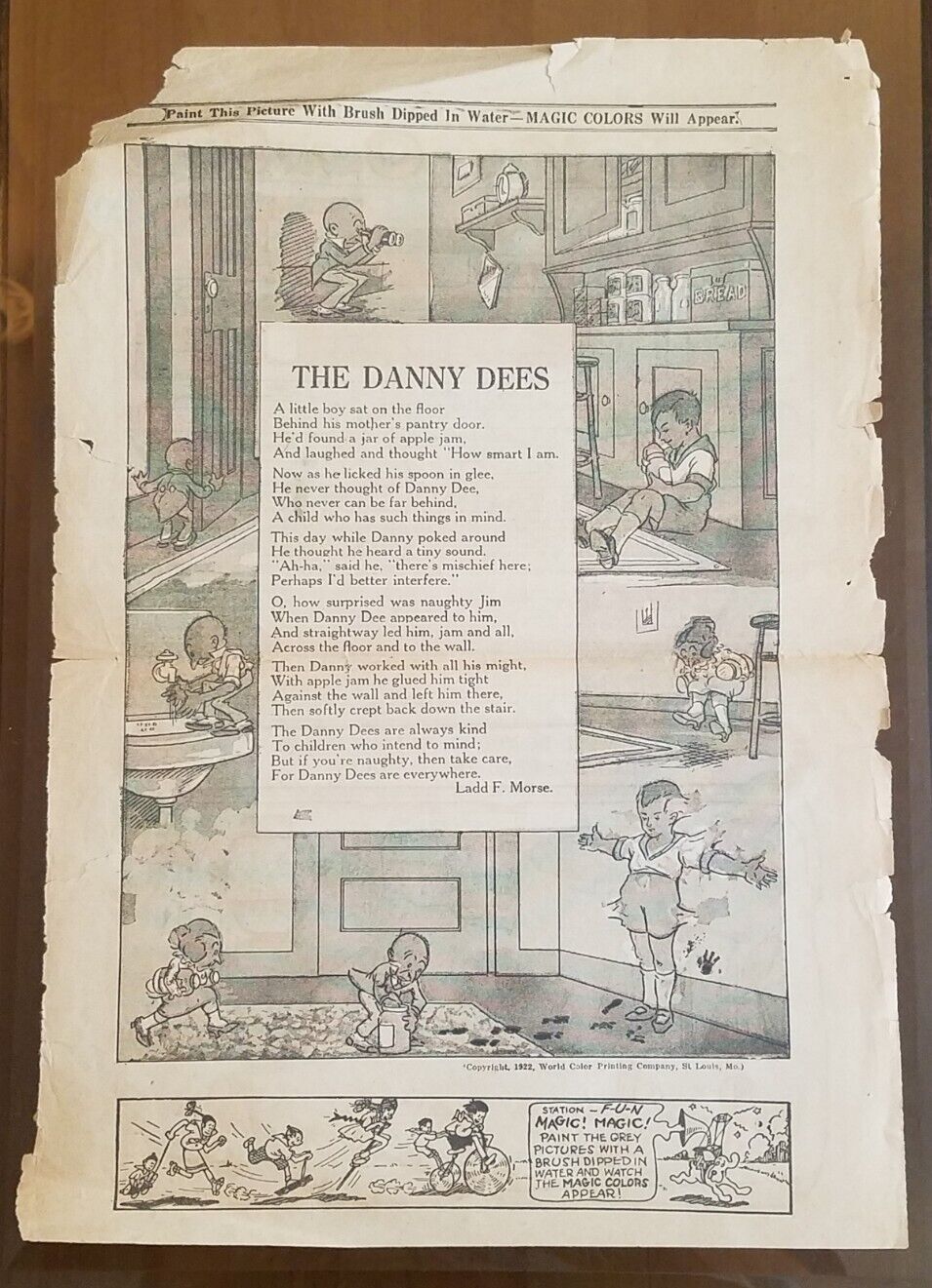 1922 Newspaper Page DANNY DEES World Color Printing Co Paint By Water Ephemera 