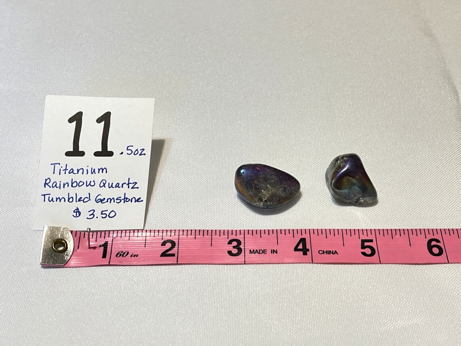 2 Titanium Rainbow Quartz,tumbled gemstone, .5 oz, #11