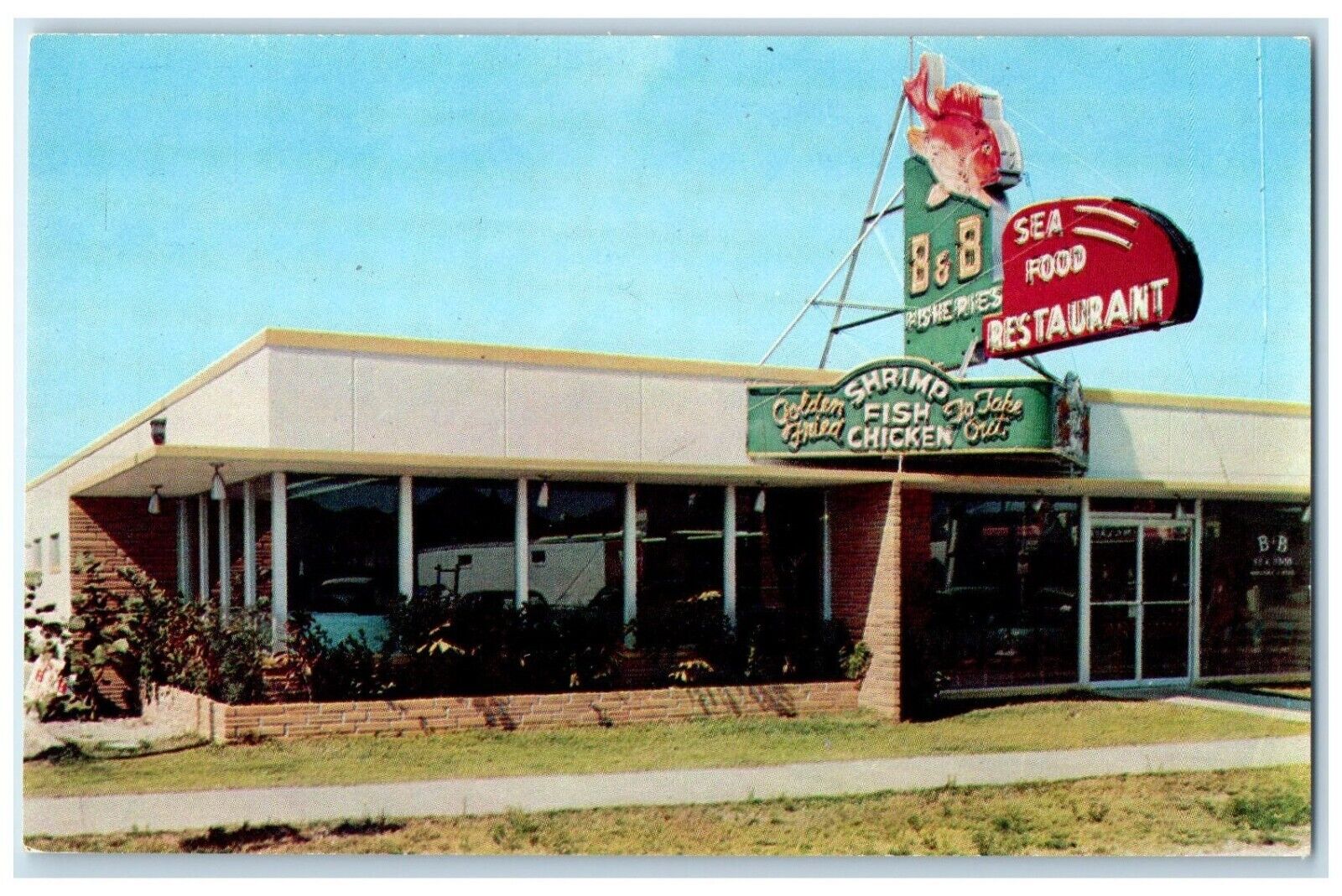 c1950\'s B & B Fisheries Restaurant Daytona Beach Florida FL Vintage Postcard