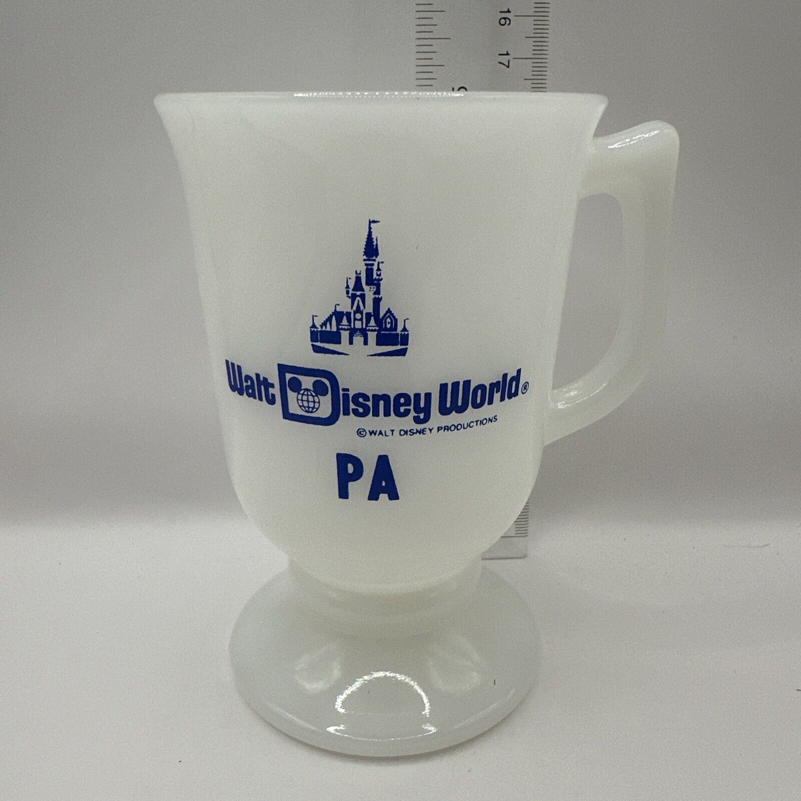 Vintage Walt Disney World PA Footed Milk Glass Mug Cup Stein Dad Castle Gift