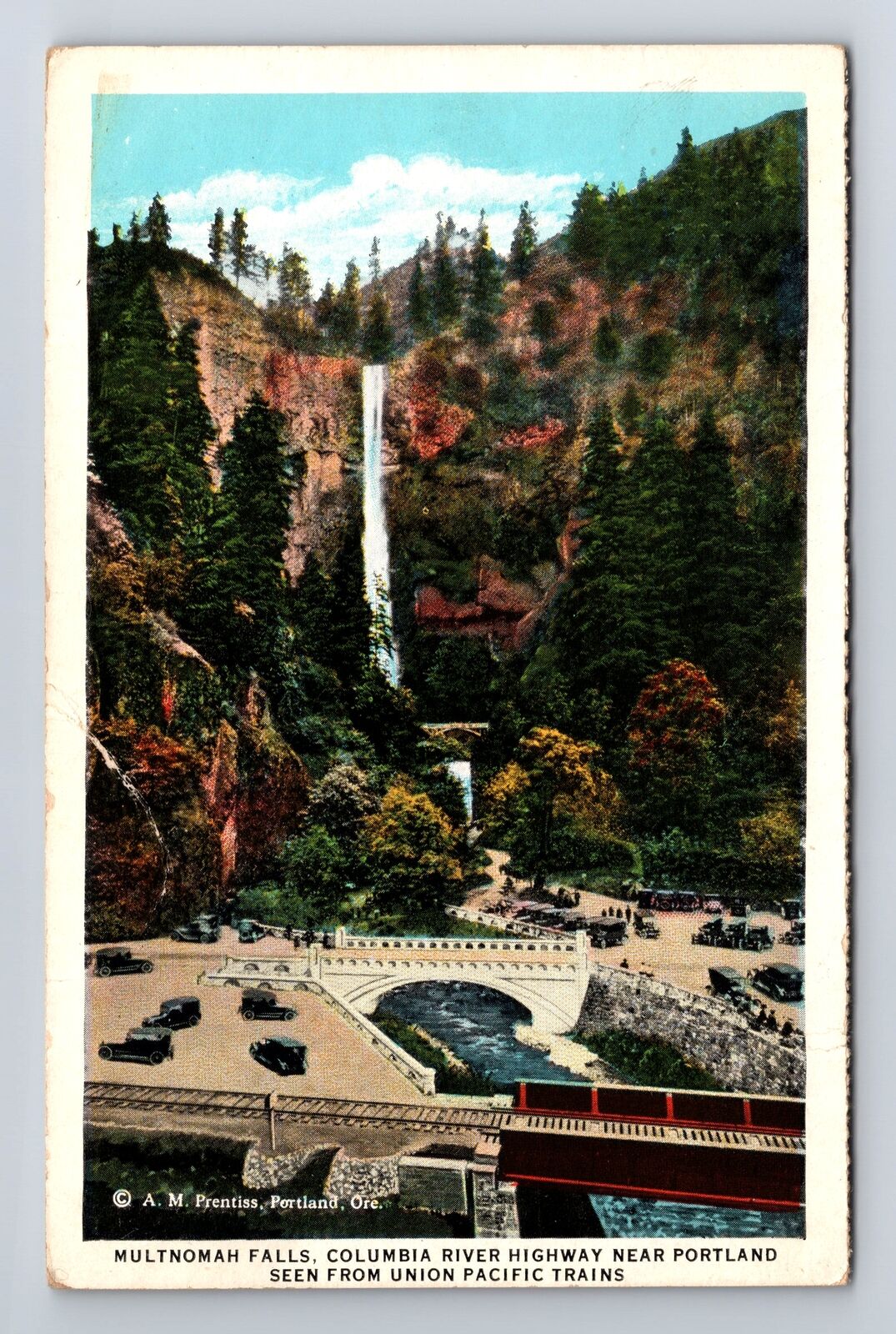 Portland OR-Oregon, Multnomah Falls, Columbia River Hwy Vintage Postcard