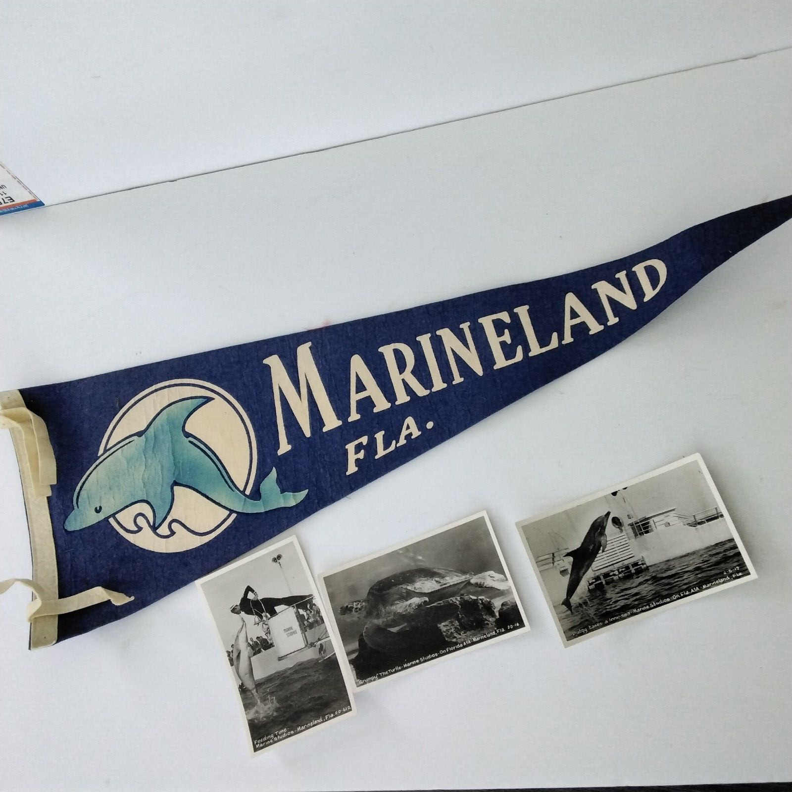 Vintage 1950s Souvenir Pennant • Marineland • Florida State Travel & Postcards