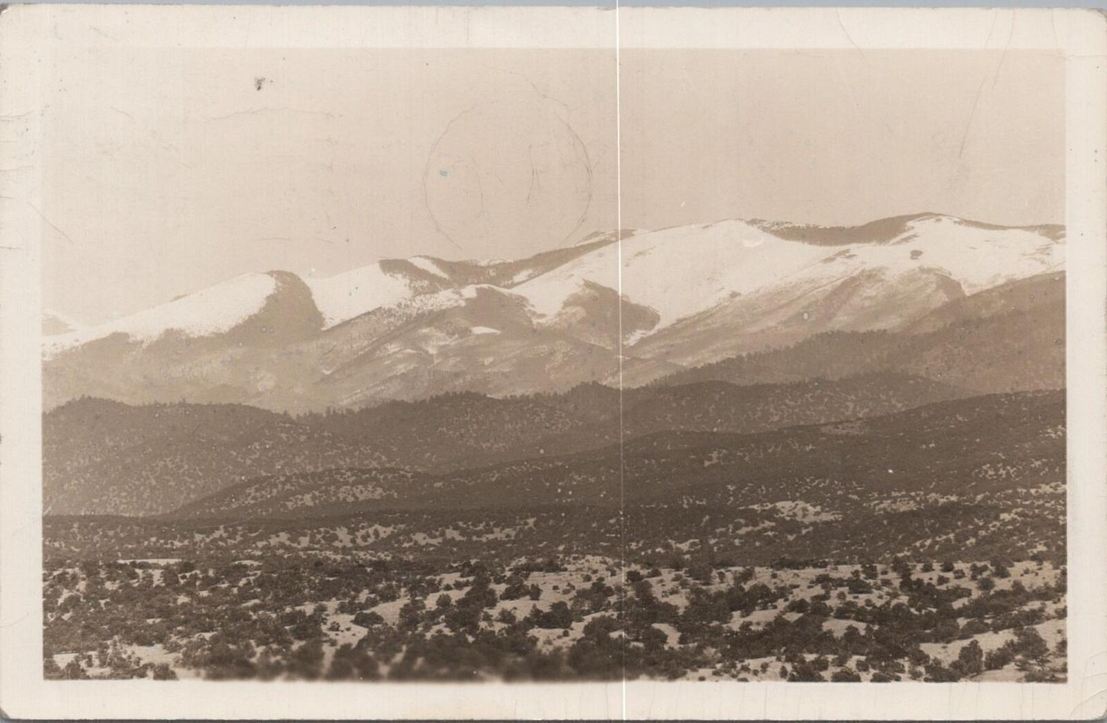 RPPC Postcard Sangre de Cristo Mts Santa Fe New Mexico 1942 