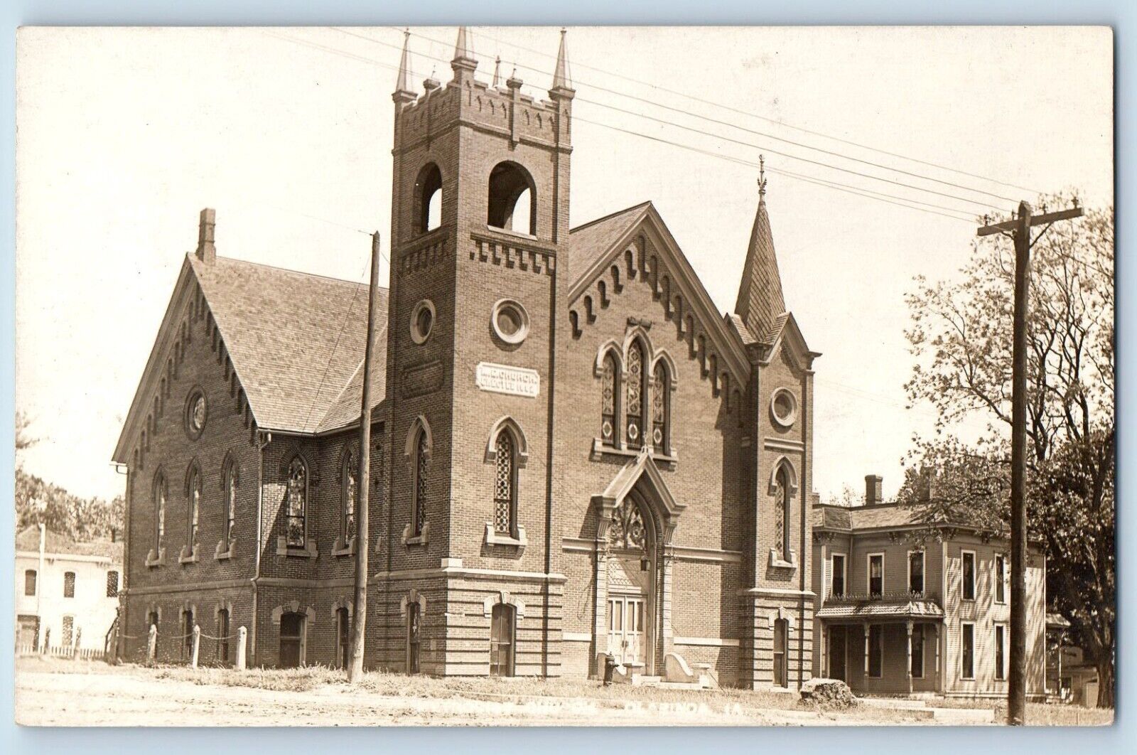 Clarinda Iowa IA Postcard RPPC Photo Methodist Church c1910's Antique Posted