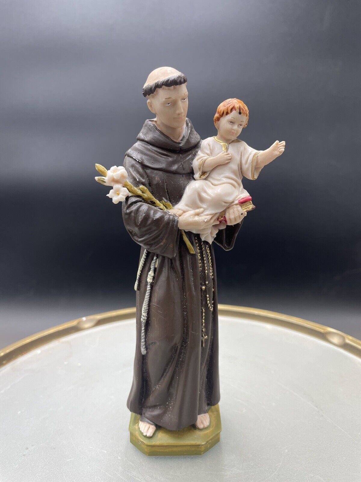 Vintage St Anthony W/ Baby Jesus  6” Hand Painted Figurine Italy By Pasquini