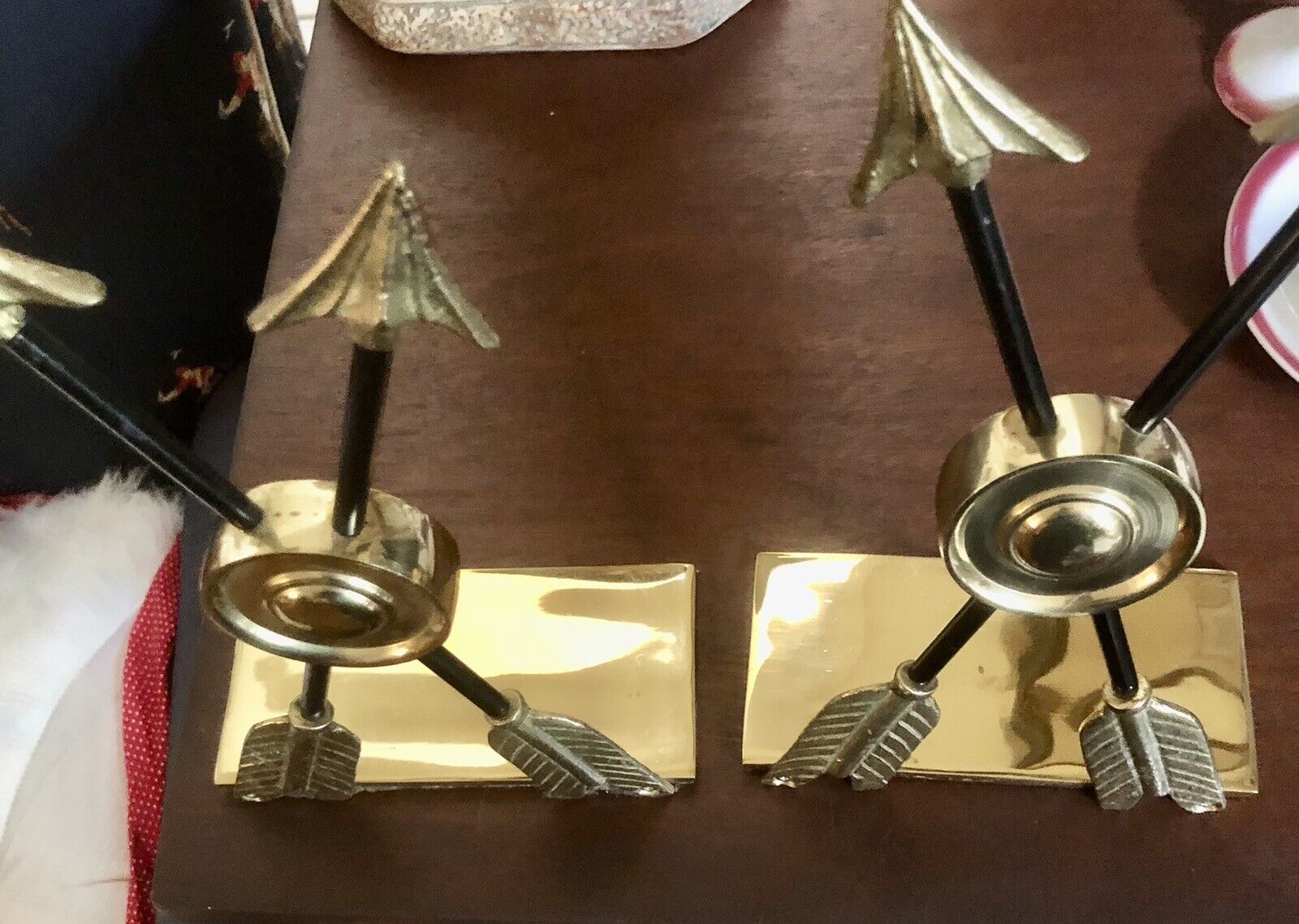 Maitland Smith Brass Bookends Cross  Arrows Free S/H