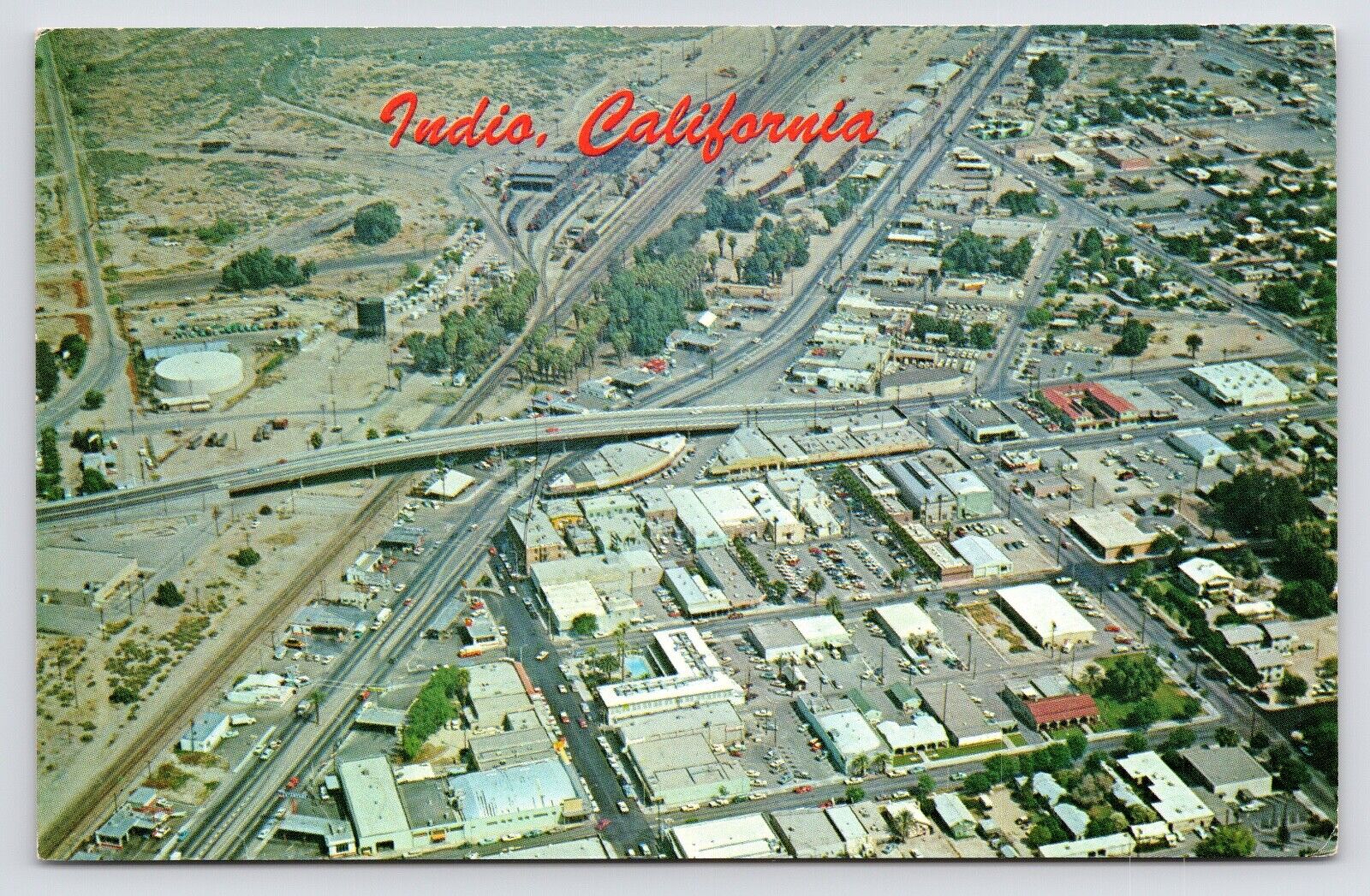 c1950s Coachella Valley Aerial View Downtown Vtg Indio California CA Postcard