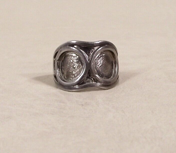 Early 1900s Motorcycle or Auto Enthusiast Goggles Sterling Pinky Ring Size 6 1/2