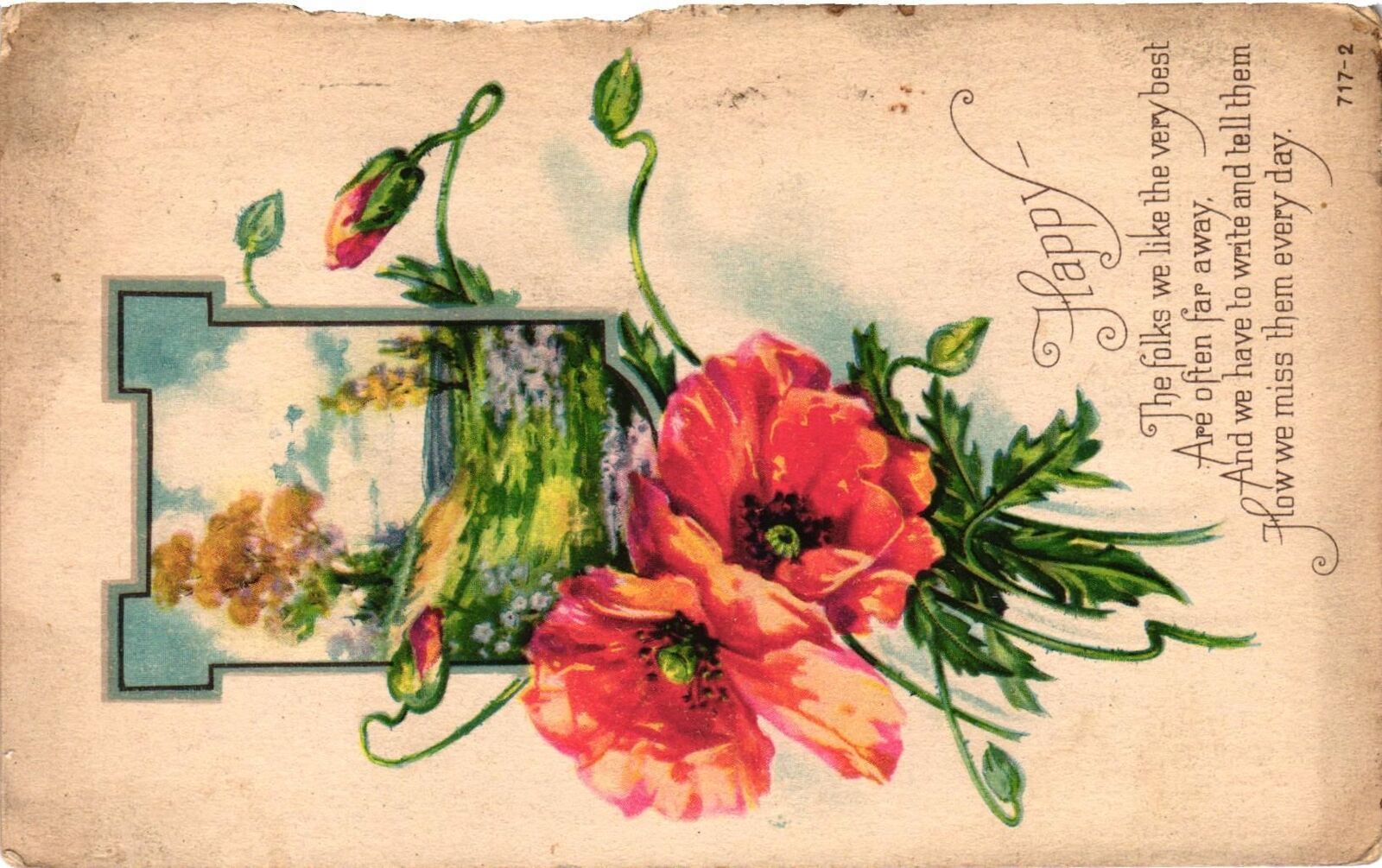 Vintage Postcard- Greetings, The folks we like the very Posted 1910