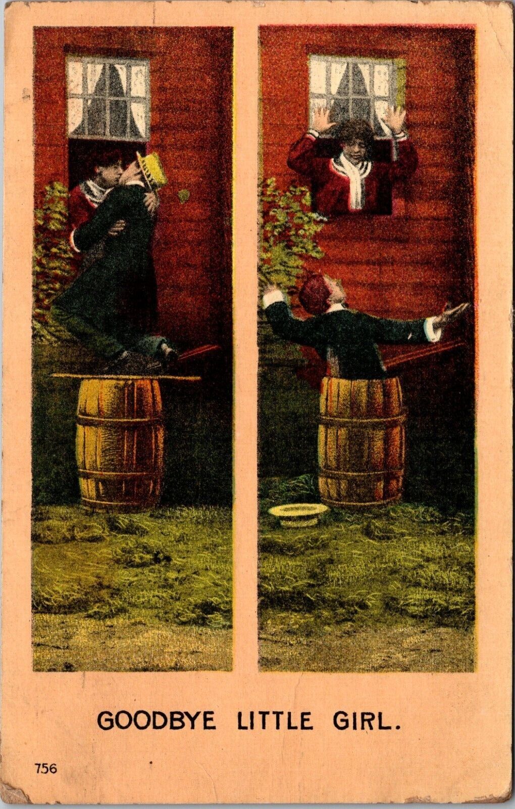 Postcard Romantic Goodbye Little Girl Goodbye 1909 Postmark