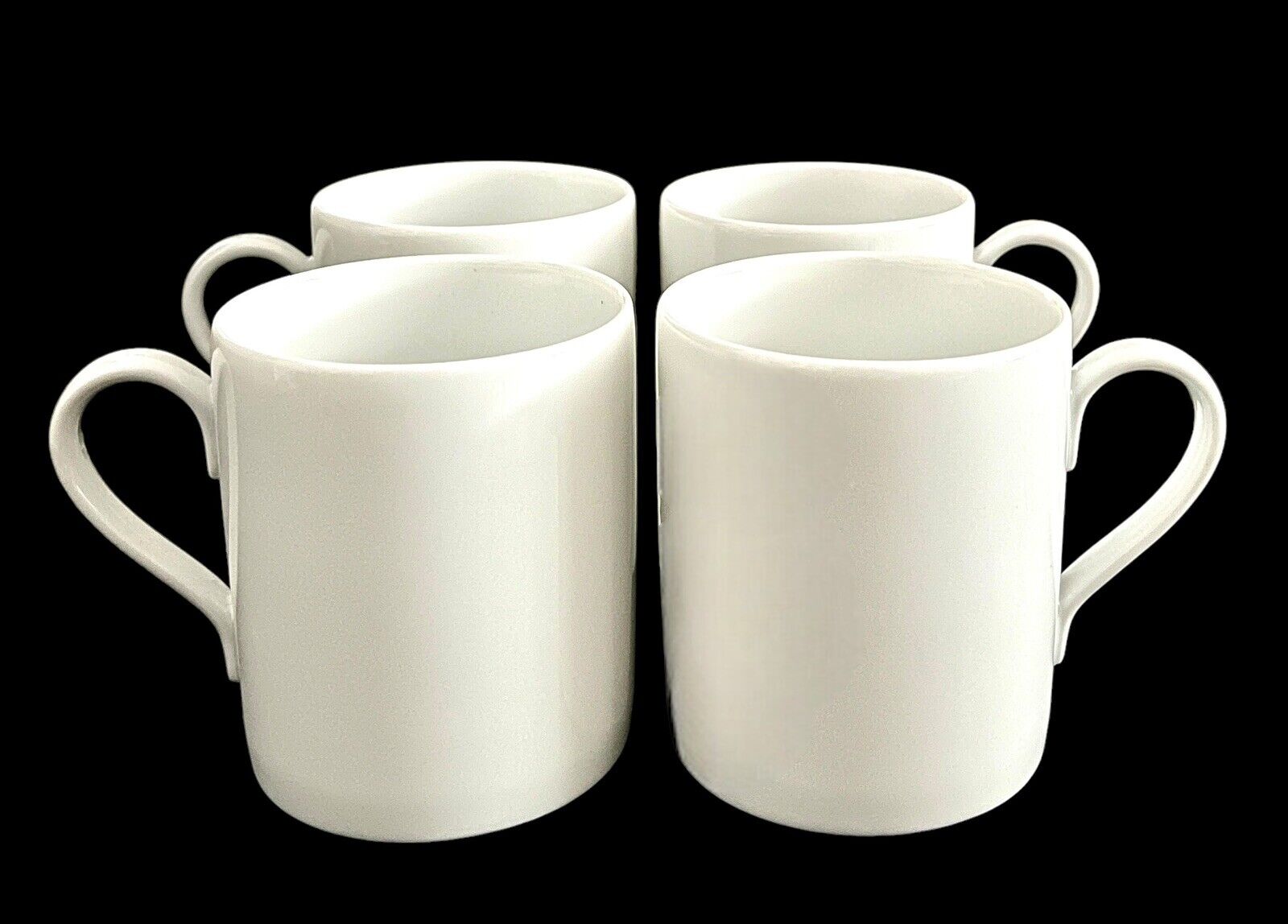 Set Of 4 New Apilco Tuileries All White Porcelain 3.5” Coffee Mugs France